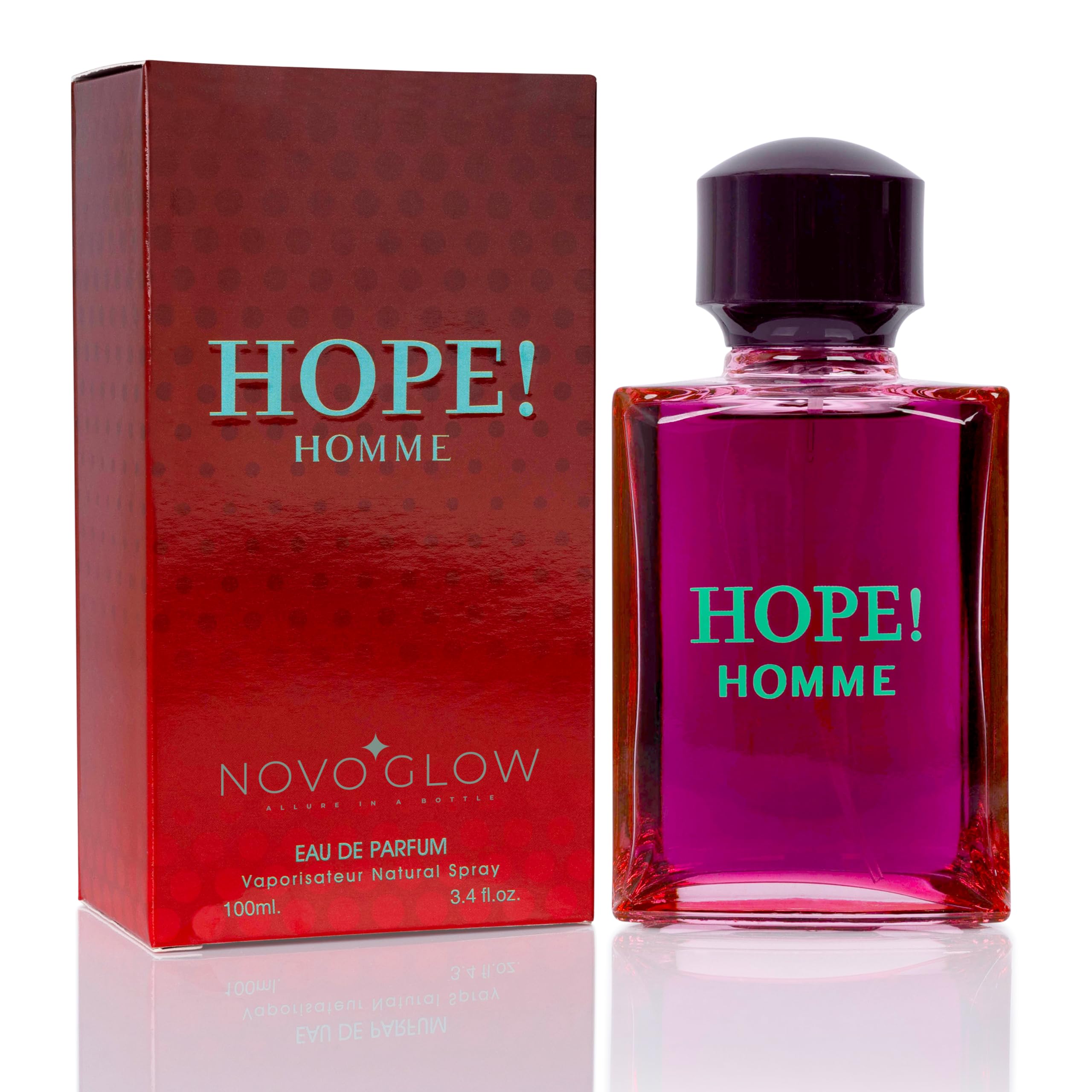 NovoGlow Hope Homme for Men - 100ml Eau De Parfum Spray for Men - Spicy Floral & Intense Fragrance, Warm Scent That Lasts All Day, Gift for Men for All Occasions