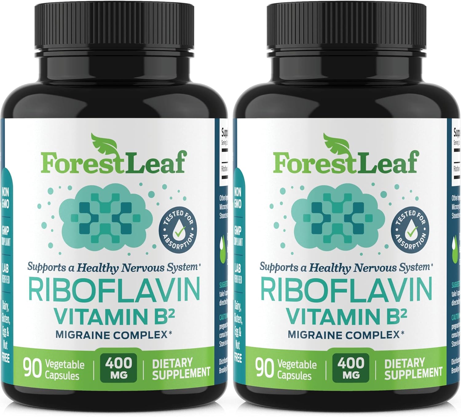 ForestLeaf Vitamin B2 Riboflavin, 400mg 180 Capsules