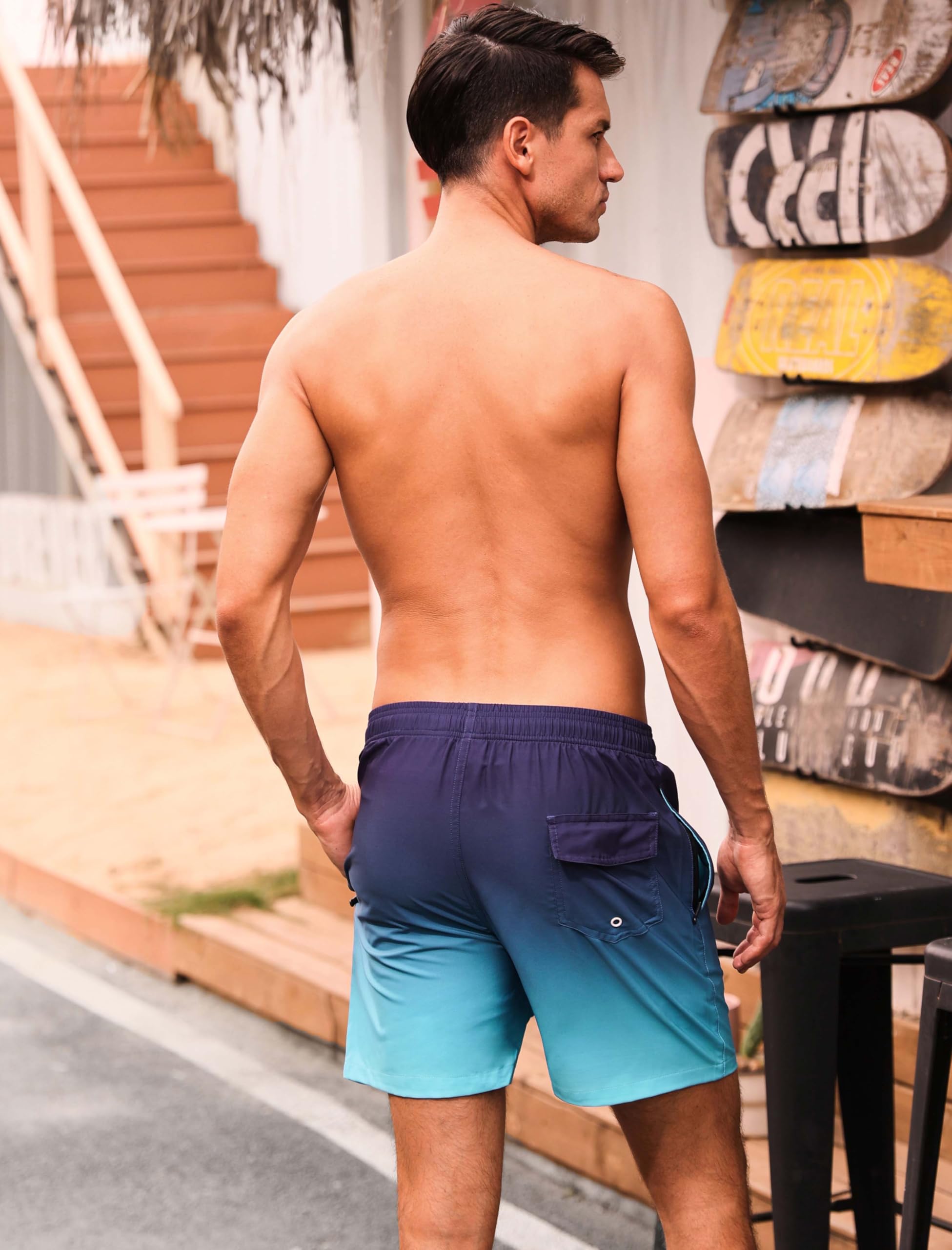 SILKWORLD Shorts de Bain Homme 2 en 1 Maillot de Bain Homme Séchage Rapide Short de Plage avec 2 Poches pour Natation et Piscine
