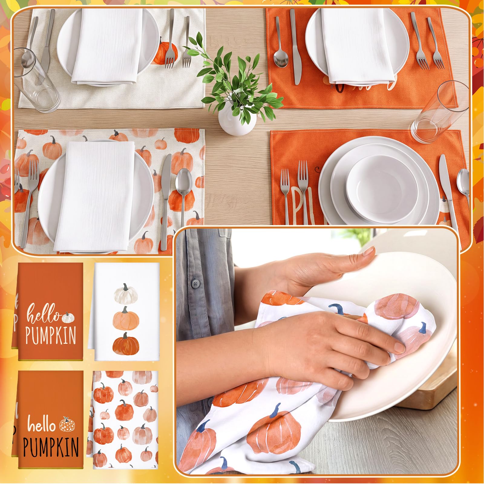 Fall Thanksgiving Kitchen Decor Set - 16 Pcs -6