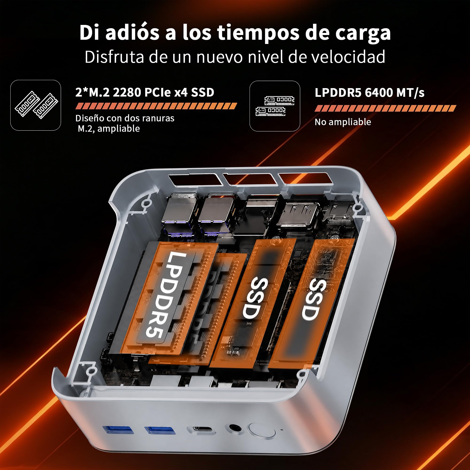 Glorlin Mini PC, АMD Ryzen 7 6800H (hasta 4,7 GHz), 16 GB RAM 512 GB SSD
