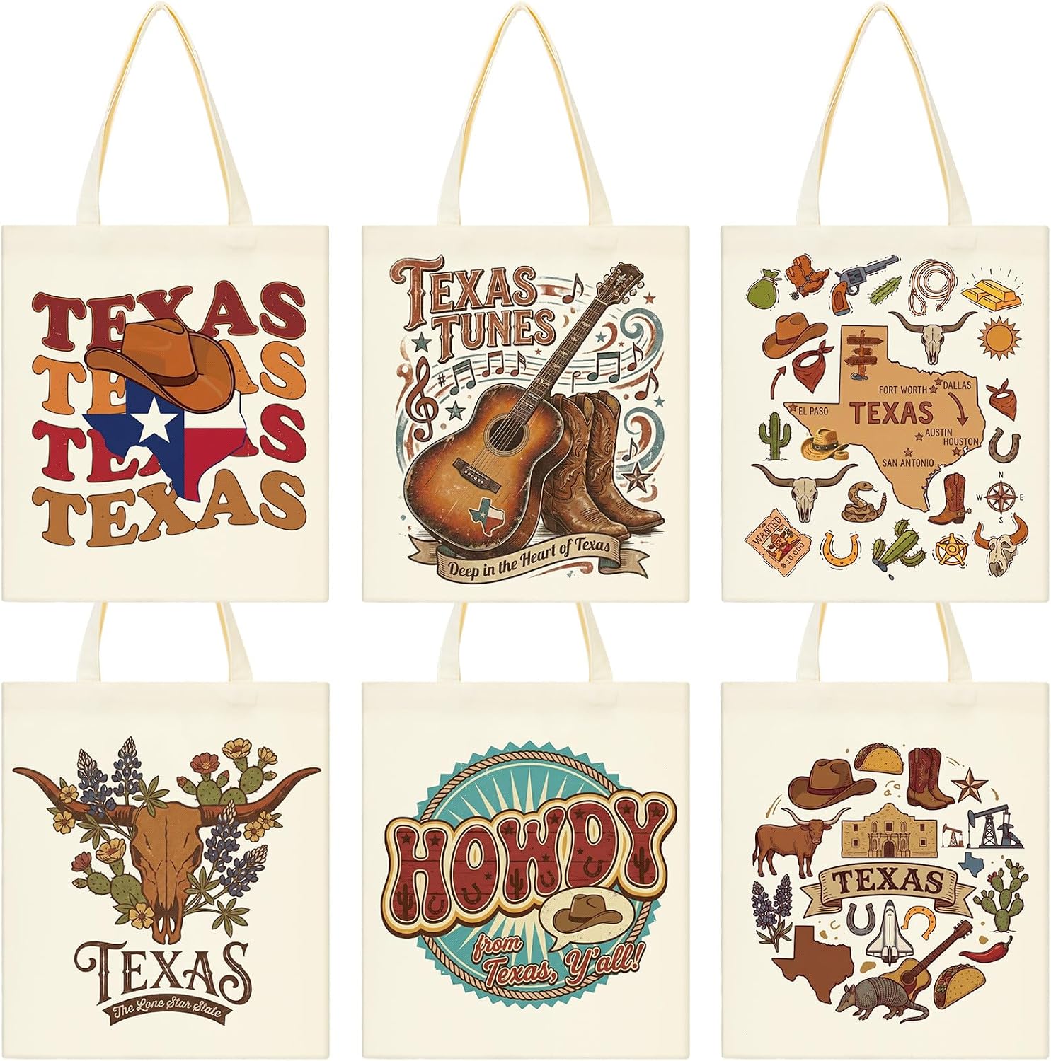 6 Pcs Tote Bag Watercolor City Travel Souvenir Gifts | Canvas Bag, Grocery Shopping Bag, Women Gifts