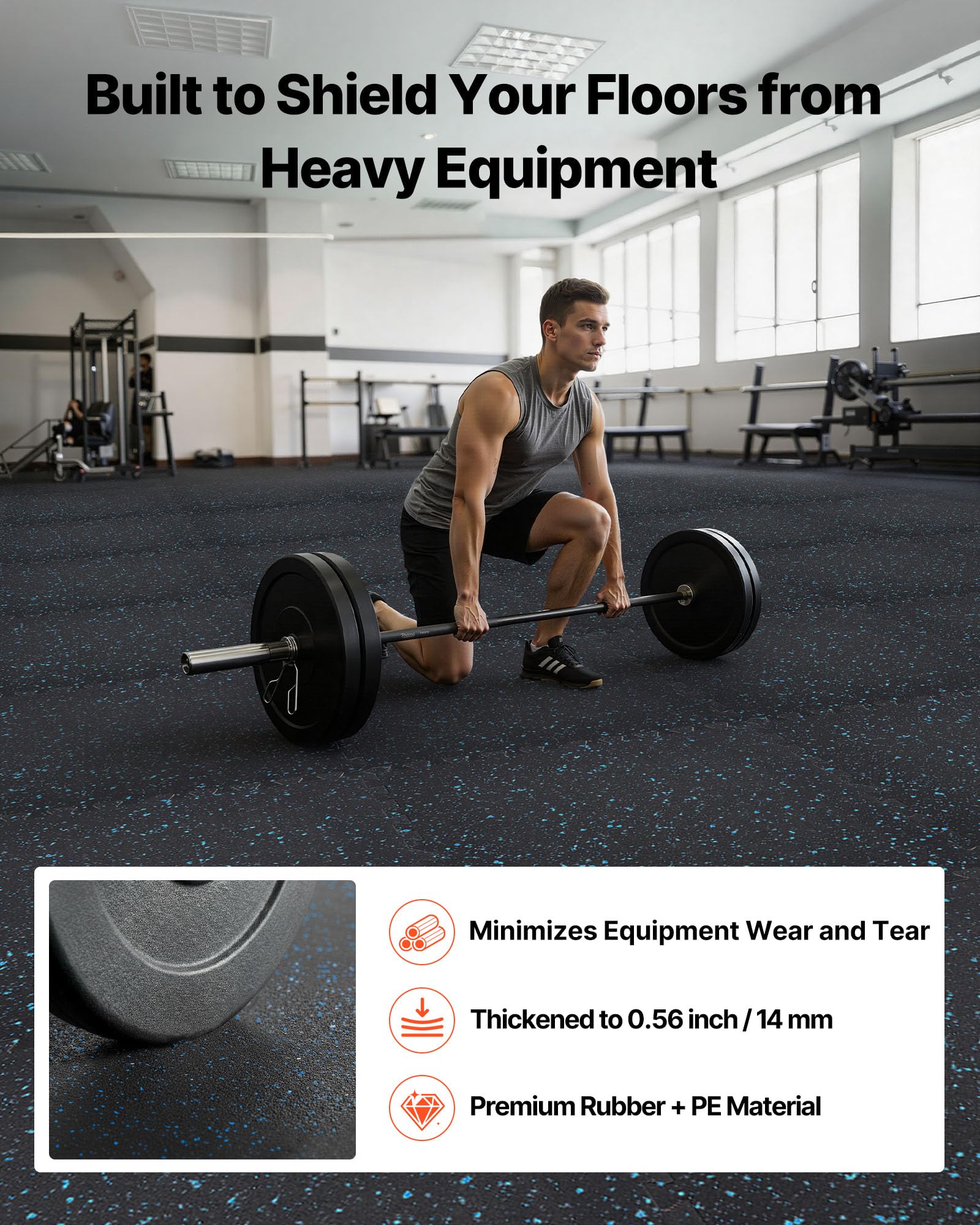 VEVOR Zestaw mat ochronnych na podłogę gimnastyczną 24 sztuki 610 x 610 x 14 mm, maty piankowe EVA z niebieskimi kropkami do gimnastyki siłownia biuro dom trening
