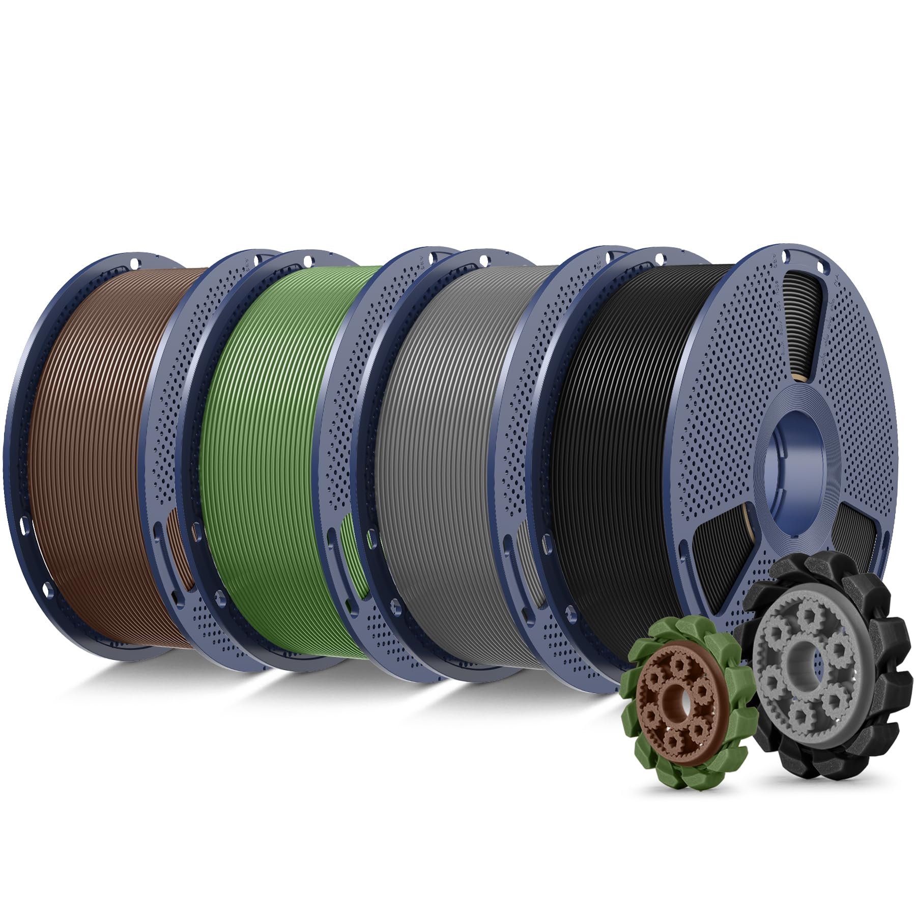 SUNLU PLA+2.0 3D Printer Filament 4KG, Upgrade PLA+ Filament 1.75mm, Tougher and Stronger, Dimensional Accuracy +/-0.02mm, 1KG per Spool, 4KG Total, Black+Grey+Olive Green+Coffee Brown-image-30