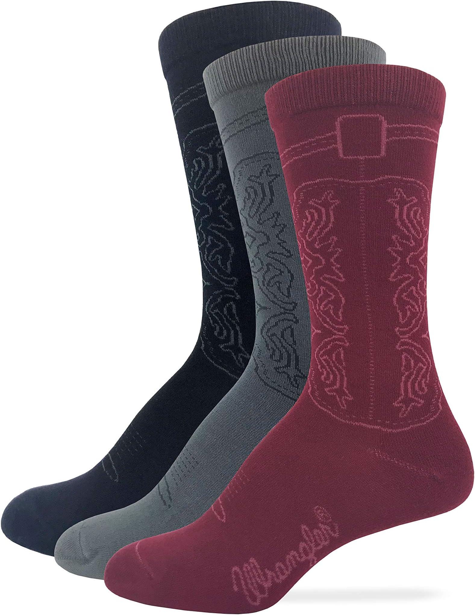 Wrangler Womens Cowgirl Western Boot Crew Socks 3 Pack