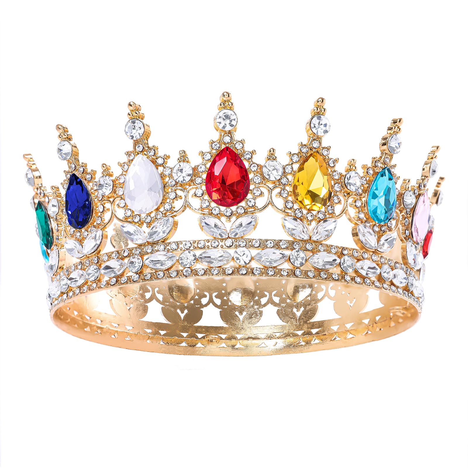 Feltent Multicolor Queen Crown for Women Crystal Tiara for Women Rhinestone Wedding Headband for Bride Hair Accessories for Costume Birthday Party