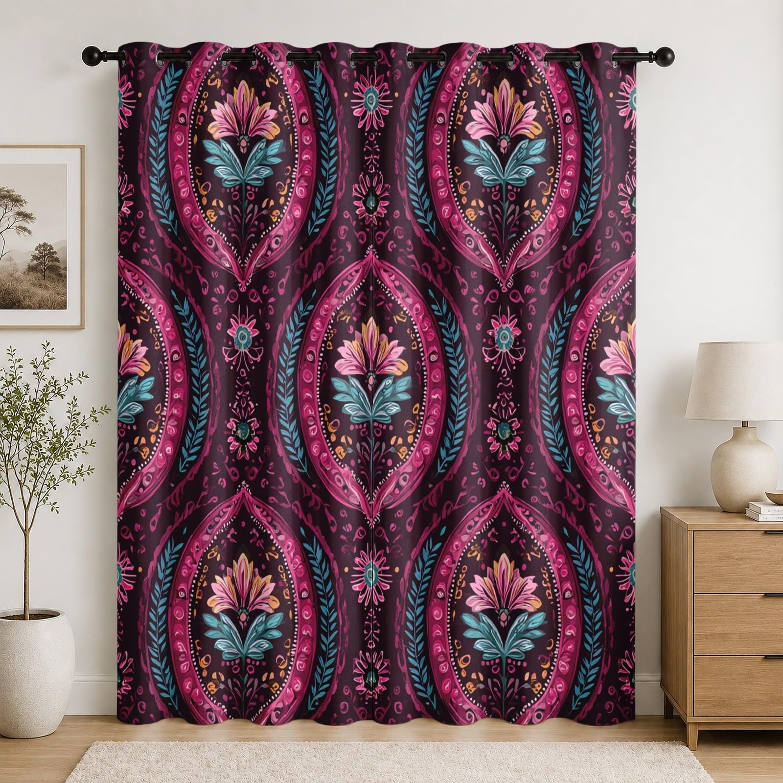 Rideau occultant anti bruit et froid style ethnique pour salon | 140x225 cm