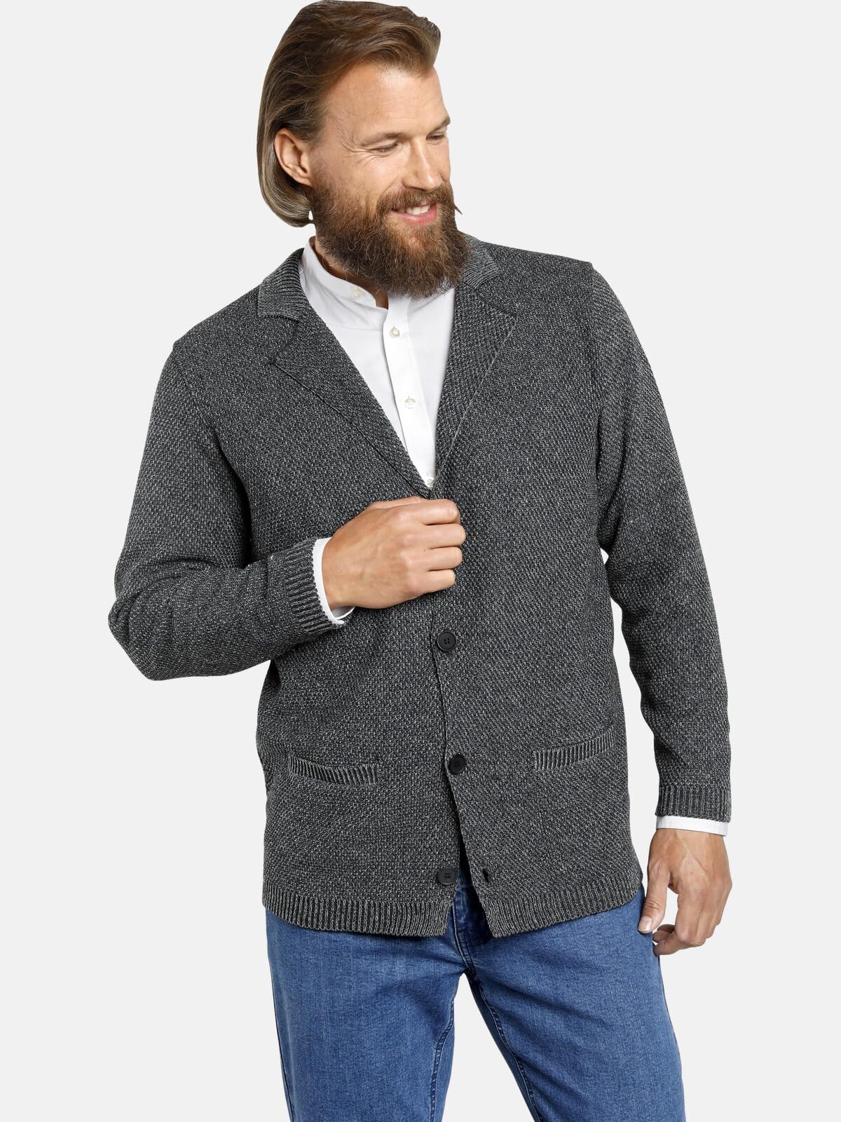 Jan Vanderstorm Herren Strickjacke Asger | nicht gefüttert | Sakko | Blazer | Cardigan aus elegant-dünnem Strick-Material | große Größen L-7XL