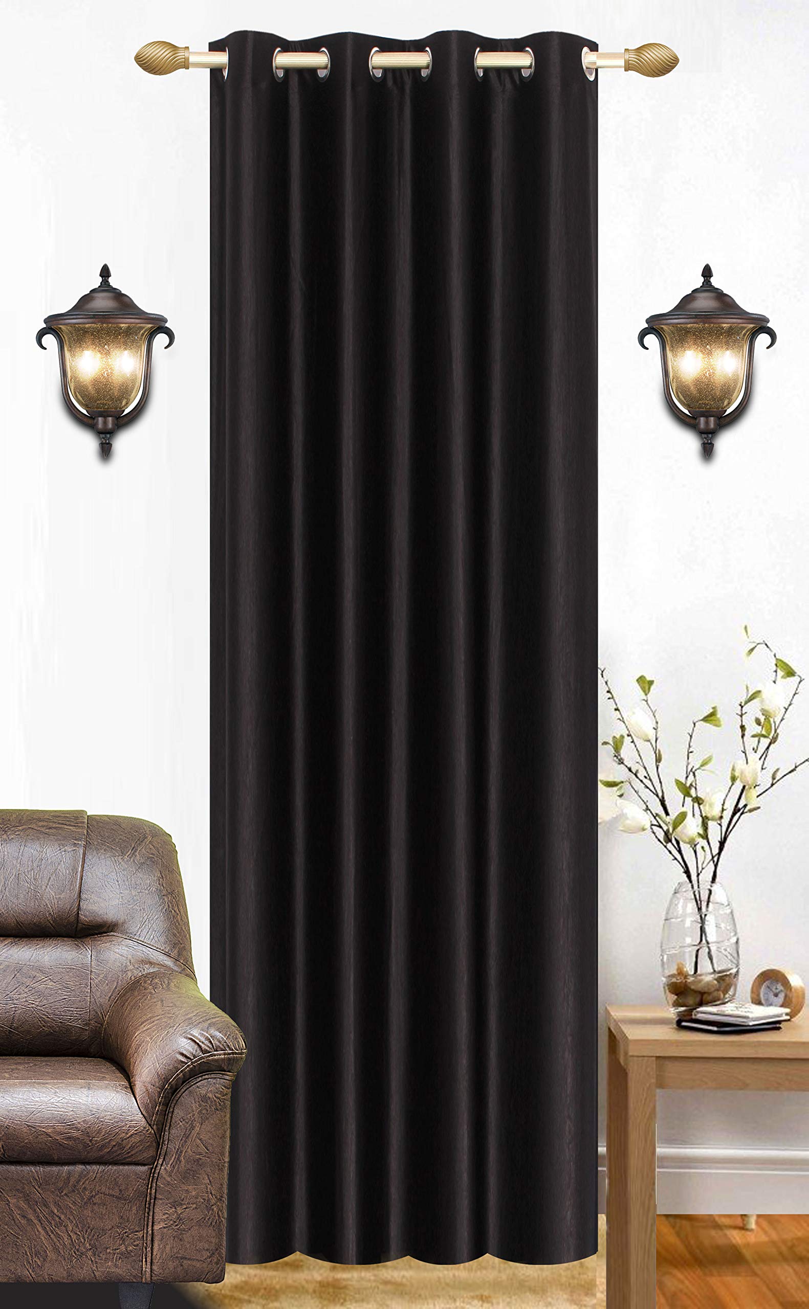 Curtains 7 Feet Long for Living Room – Door Curtains Set of 1 Pcs Panel, Curtain Solid Parda for Home Décor & Office Black Colour 7 feet (48 x 84 Inch) - 1 Pcs