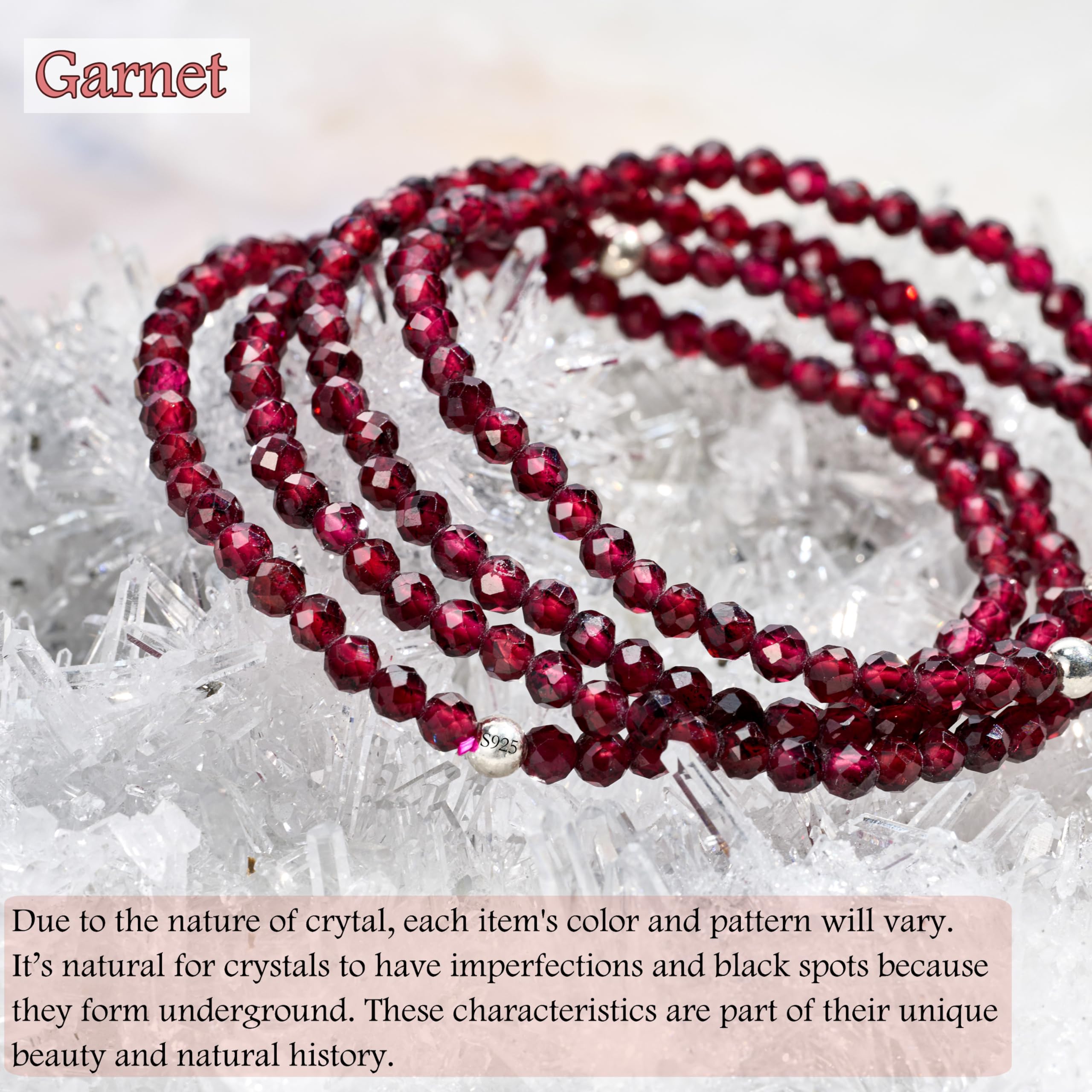 Farfume 4mm Bracciali di Perline per Donne, Bracciale di Cristallo in Argento Sterling 925, Gioielli di Pietra Naturale, Regali di Braccialetti Elastico Chakra