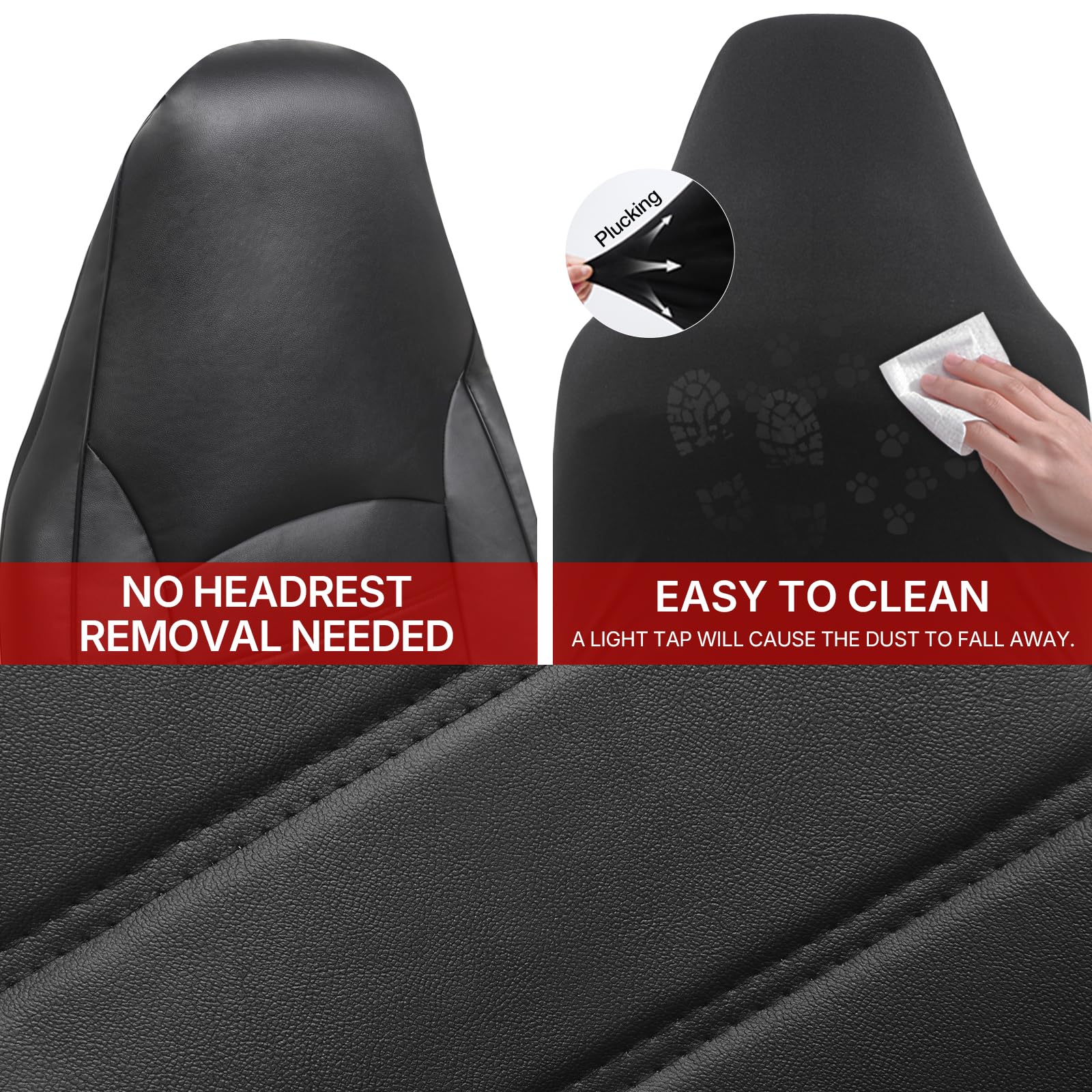 AUTOYOUTH Lot de 2 housses de siège avant universelles en cuir PU imperméable - Noir - Compatible avec airbag - Pour SUV, camionnette, berline