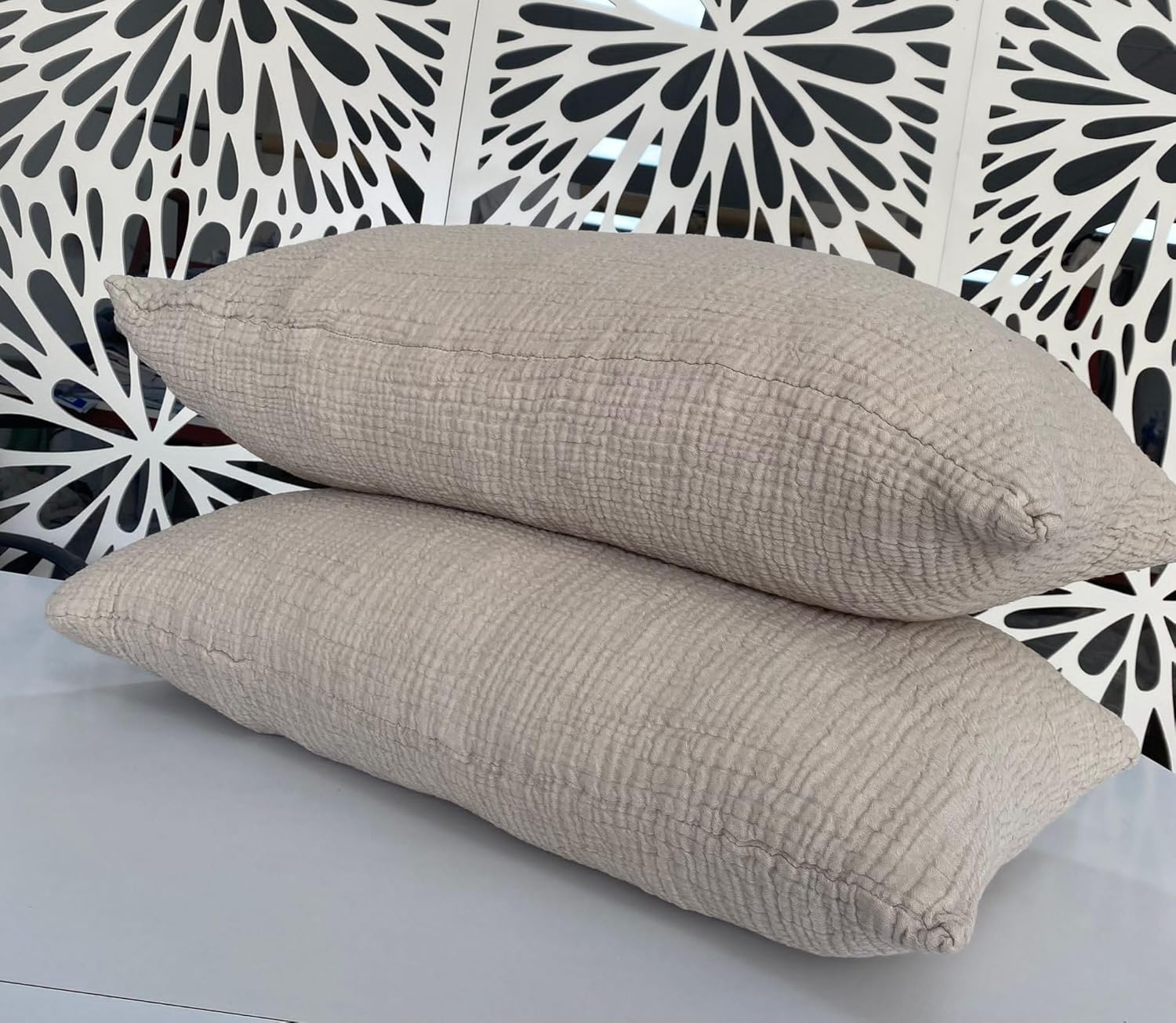 DEKADRON 100% Muslin Cotton Pillow Shams, 4 Layers Soft Turkish Cotton Pillowcases, Pillowcase ONLY – No Blanket or Bedspread Included, Mink (Two King Pillowcases 20x35)