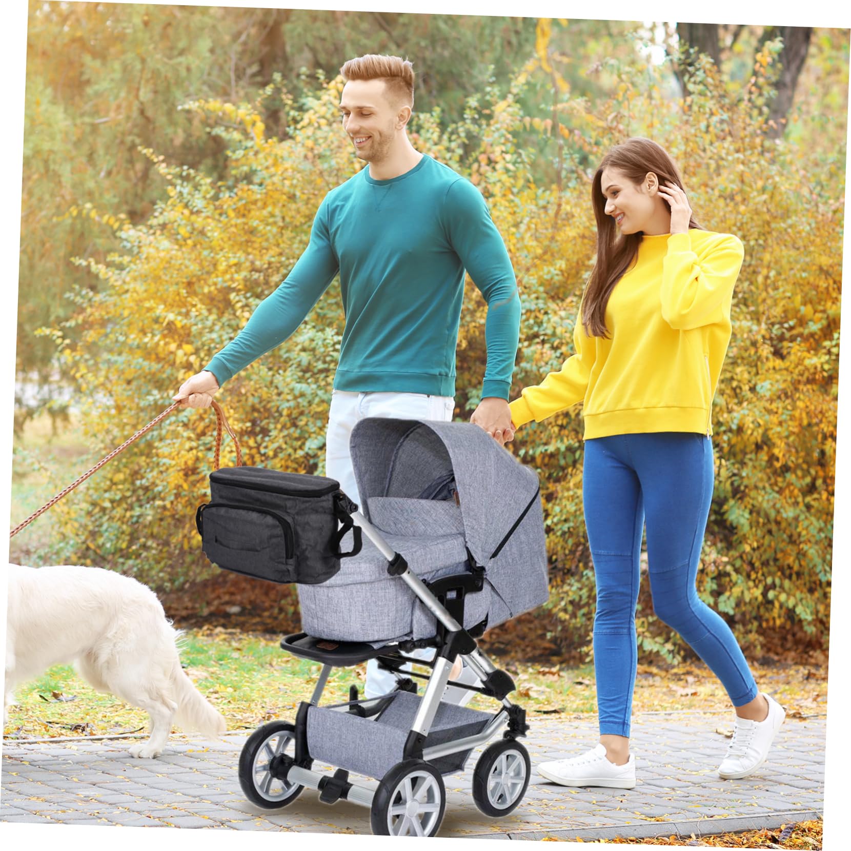 SUPVOX Stroller Organizer Bag Universal Baby Stroller Bag Insulated Cup Holders Zipper Grey