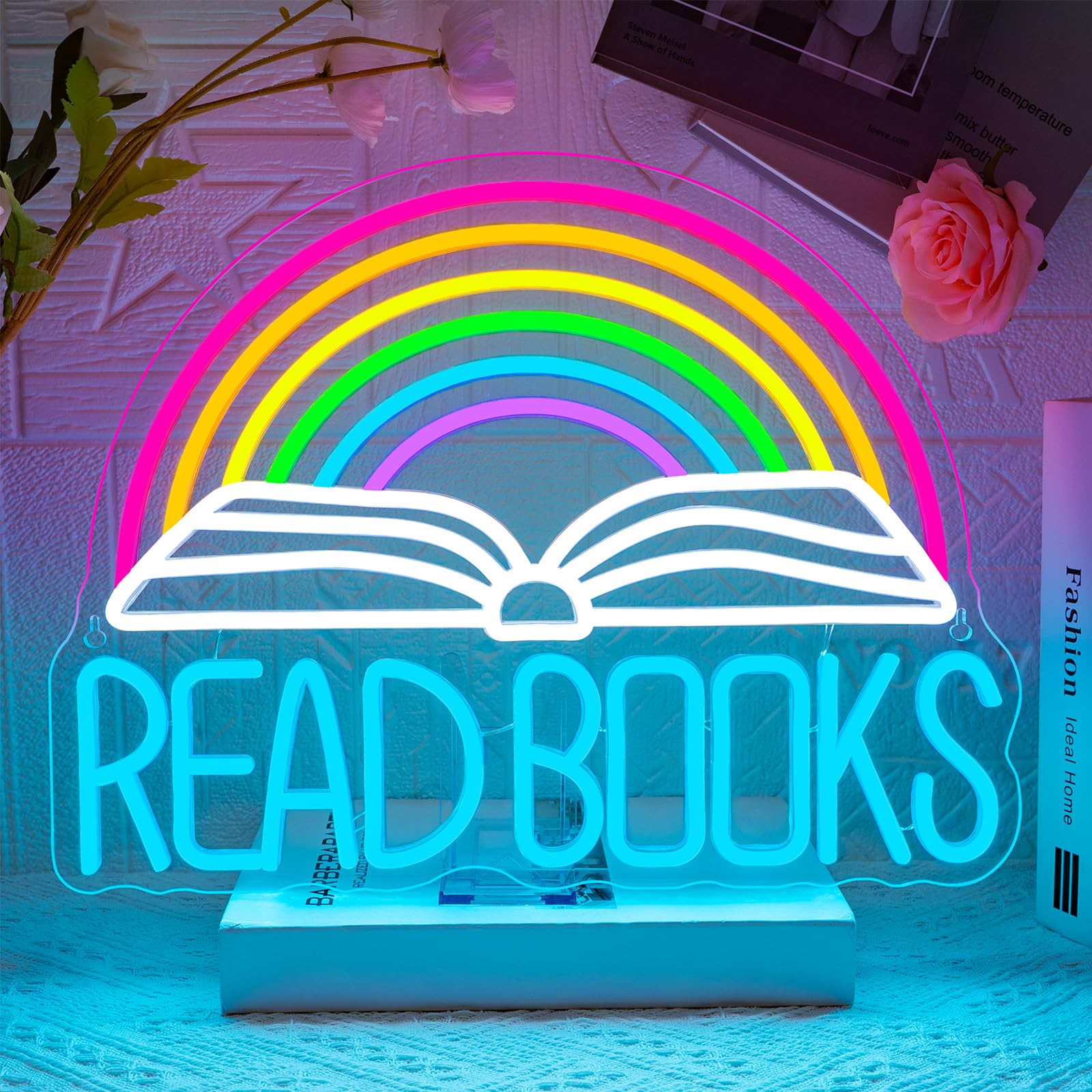 Read Books Neon Sign Colorful Rainbow Neon Light Library Classroom