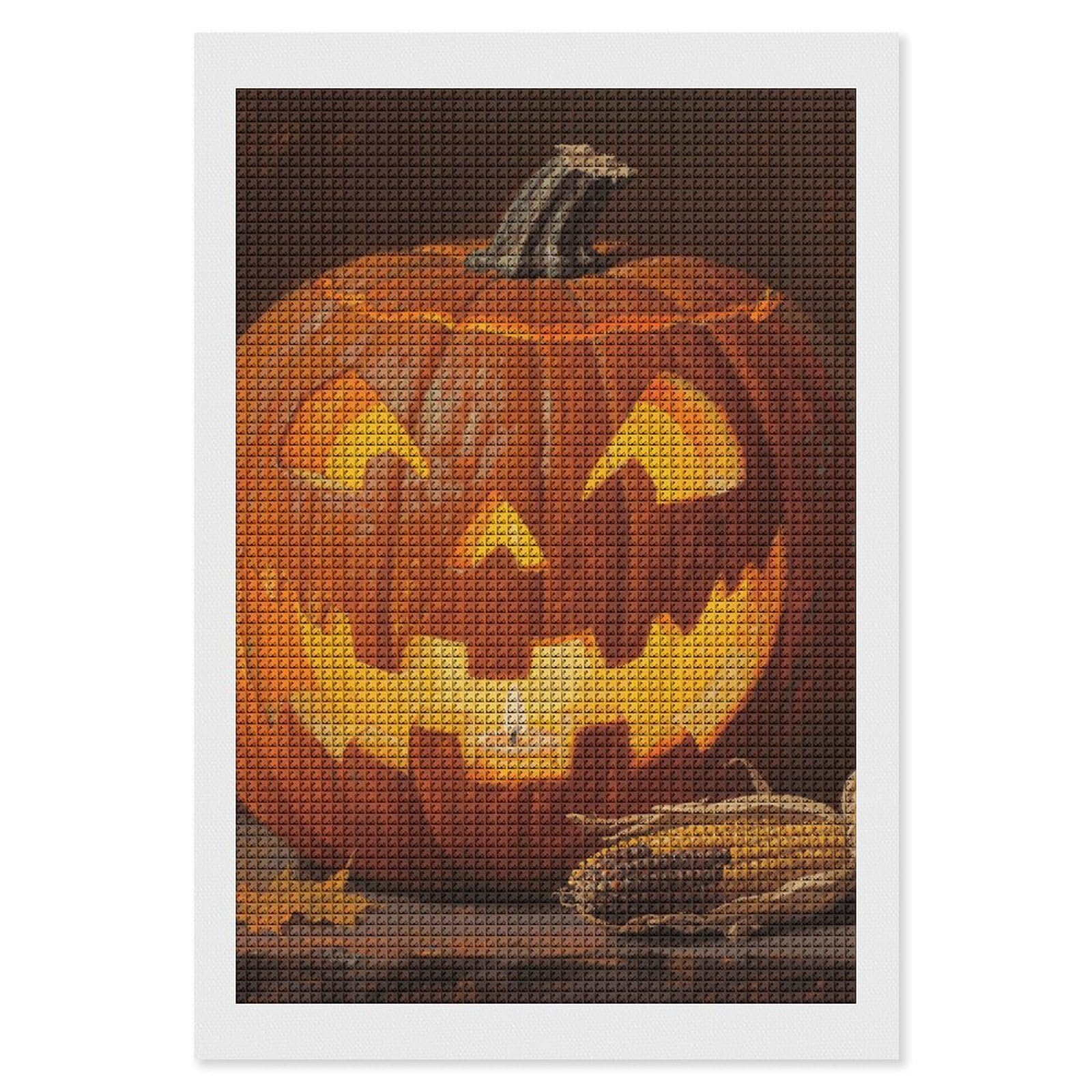 FodPand Pumpkin 5D Diamond Painting Kits for Adults Beginners Full Drill Square Diamond Dots Pictures Gem Art Supplies for Home Wall Room Decoration DIY Craft Set Gift 8X12