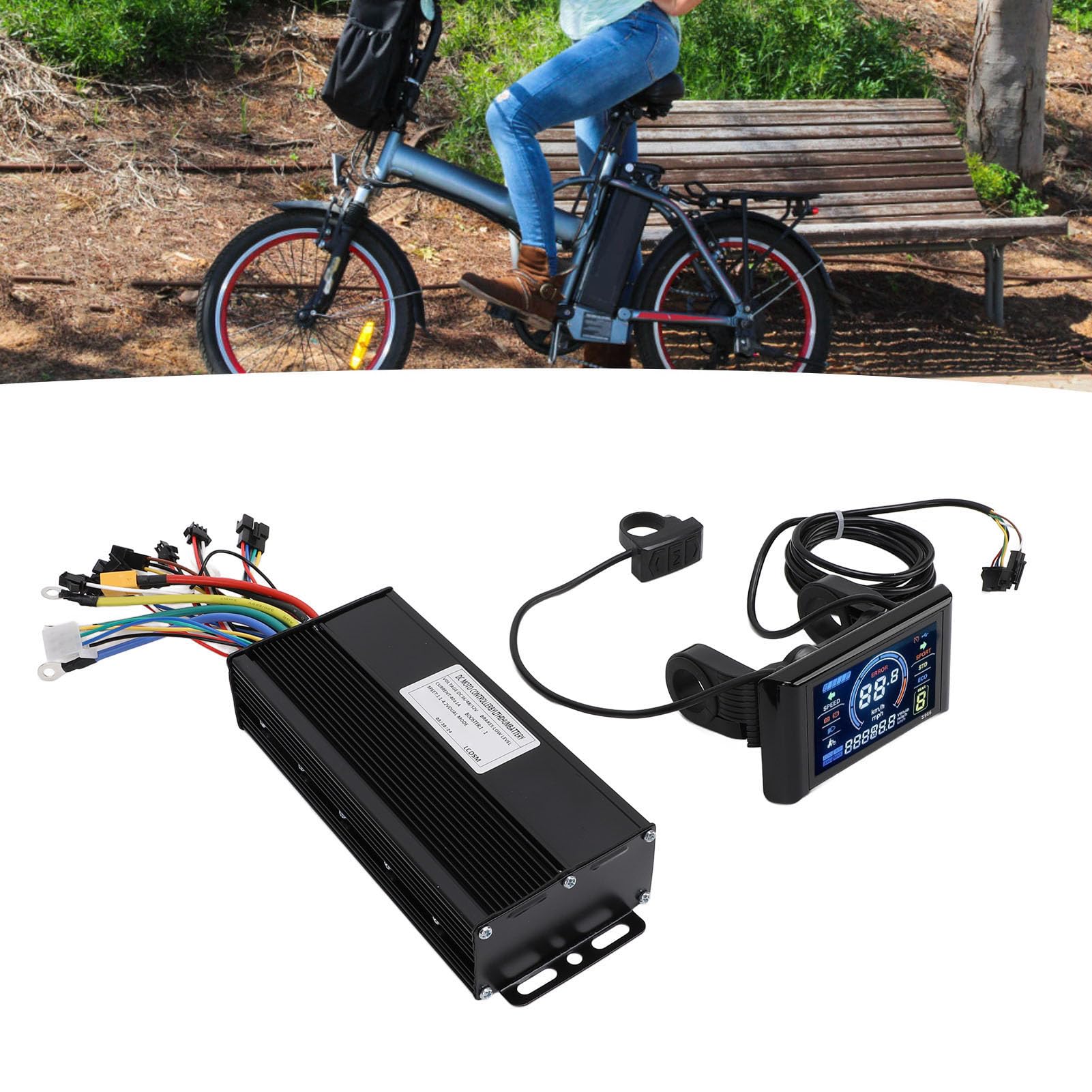 Kit Controller Scooter Elettrico, 36V 48V 52V 1500W 2000W 40A Controller Motore Onda Sinusoidale 3 modalità Centralina Bici Elettrica con LCD a Colori S966