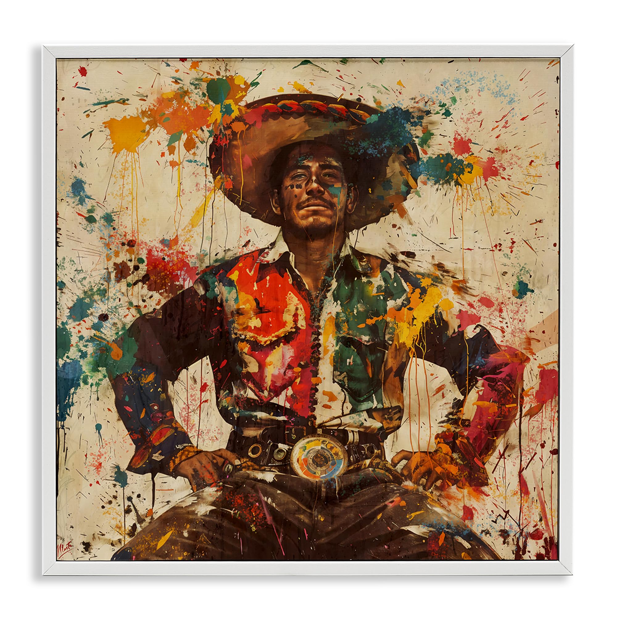 'El Mexicano with Paint Splatters'| Framed Giclee Art