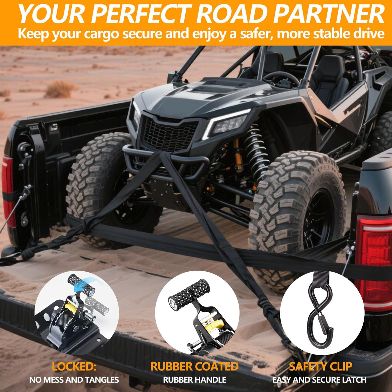 Ratchet Tie Down Kit, 2 szt. Zaciskane Pasy Transportowe z Klipsami, Automatyczny Zestaw Napinaczy do Ładunków dla Samochodu, Motocykla, Przeprowadzek