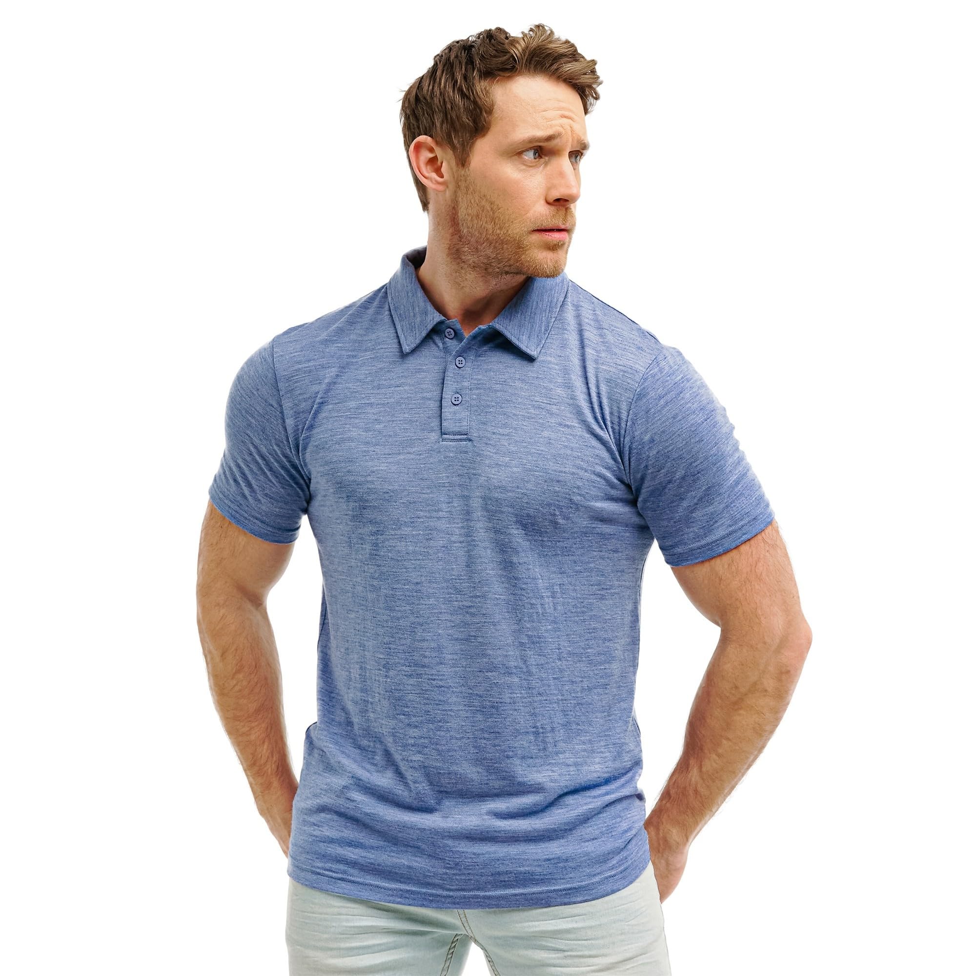 100% Merino Wool Polo Shirt Men - Short & Long Sleeve Shirt Base Later | Lightweight, Breathable Merino Wool, Naturally Anti-Odor, Moisture-Wicking Shirt for Men, Travel, Everyday Wear