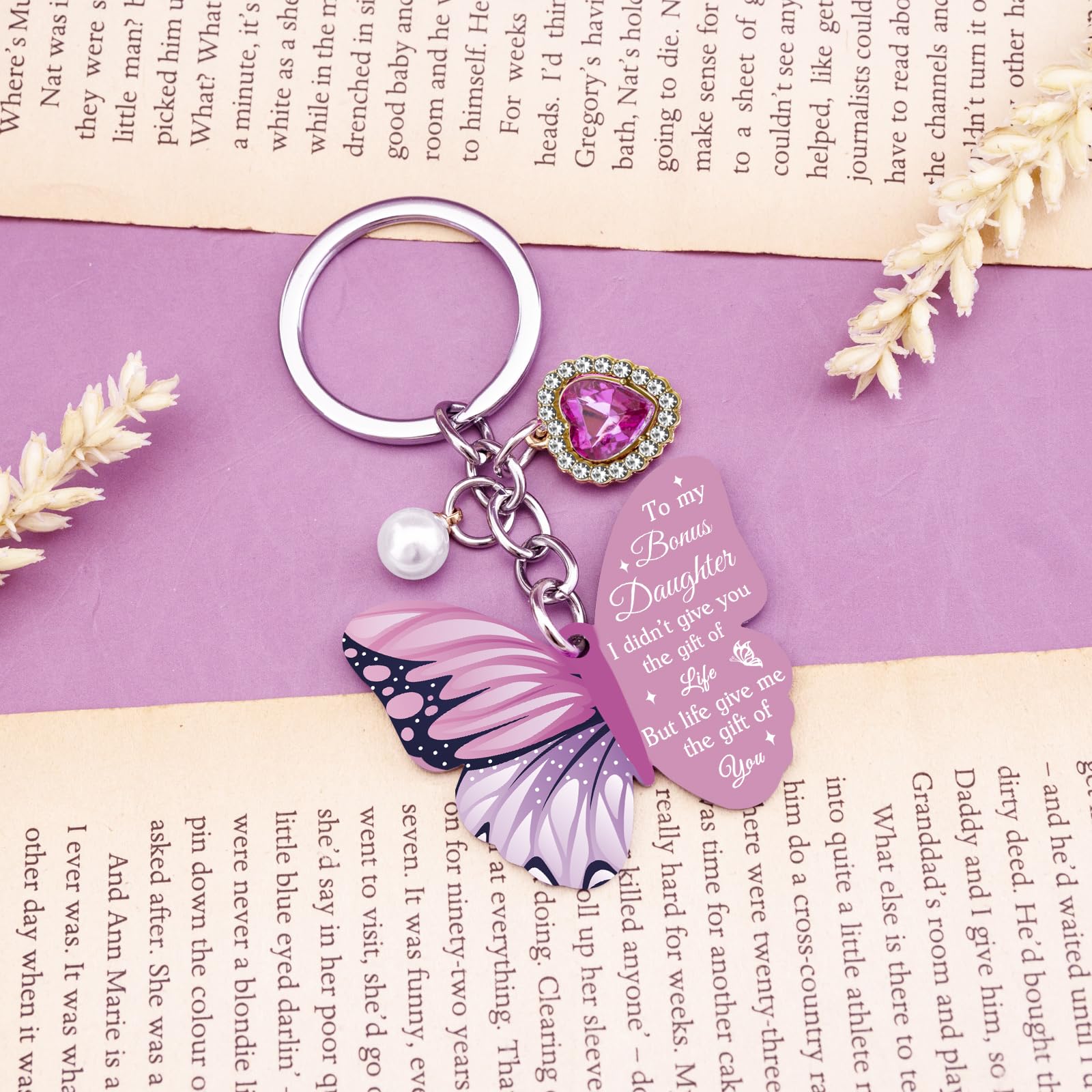 Bonus Daughter Gifts For Birthday Stepdaughter Keychain From Stepmom Stepdad Mothers Day Christmas Graduation Gifts