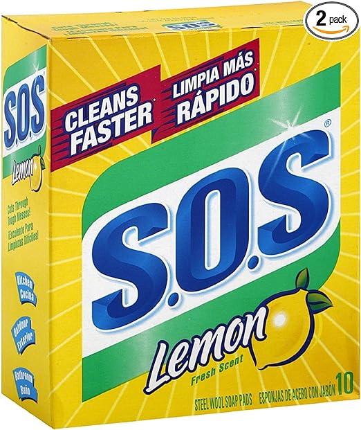S.O.S Steel Wool Soap Pads, Lemon Fresh Scent 10 ea (Pack of 2)