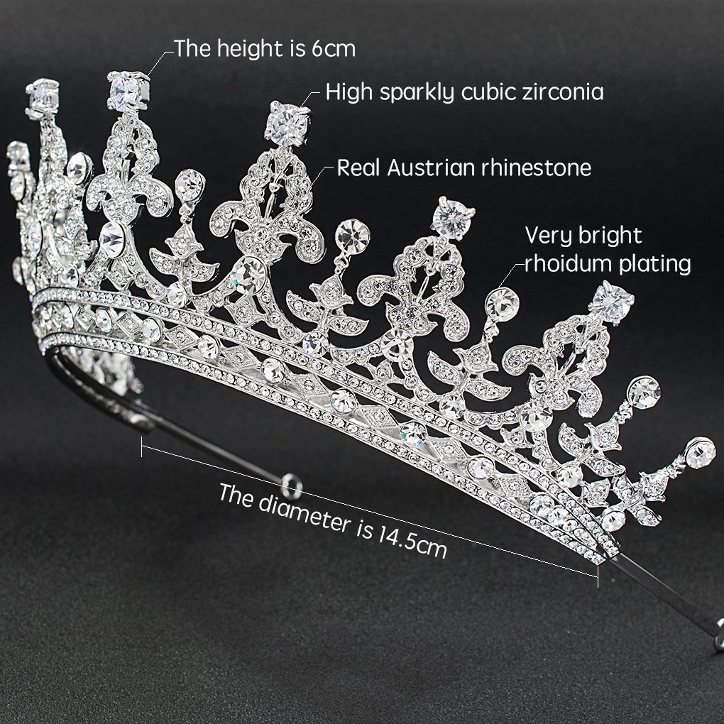 Cristales Clásicos Rhinestone Boda Nupcial 2/3 Tiara Cuervo Diadem Mujeres Accesorios para el Cabello 05365L
