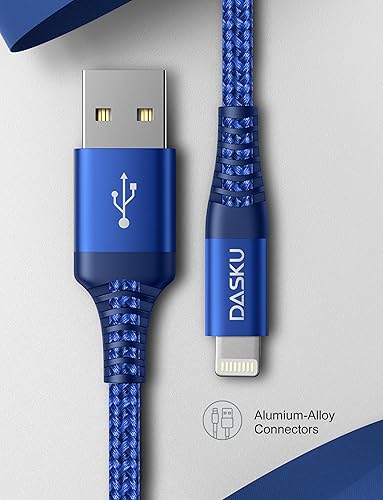 Miniatura 9 de Dasku Cable Lightning de 3 pies, paquete de 3 cables de carga de nailon trenzado para iPhone, color negro, compatible con 14131211 Pro MaxXXs MaxXr