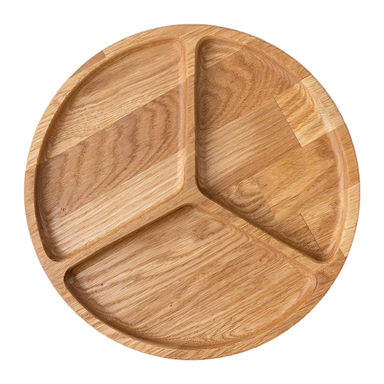 Plateau de service rond en bois anti-mélange pour trier fruits, légumes et biscuits facilement