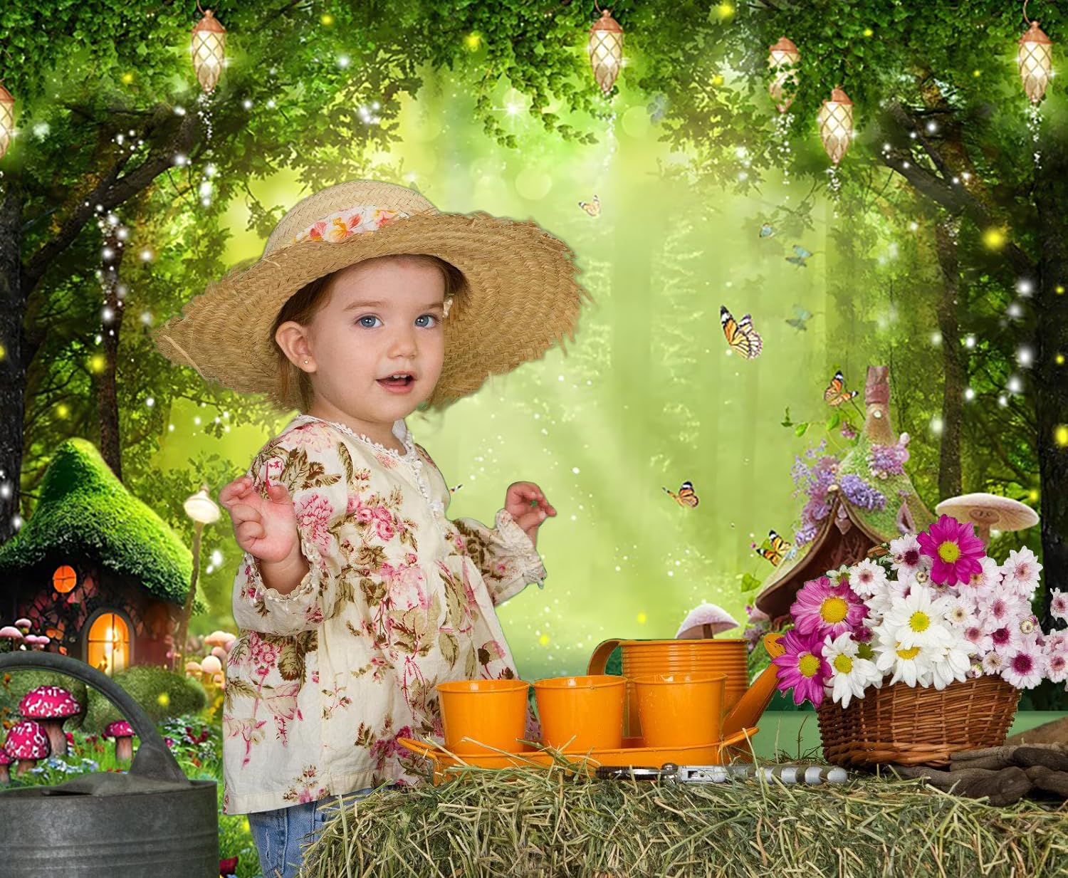 Fotohintergrund 'Frühlingszauber Wald' 3x2,4 M – Mit Pilzen & Schmetterlingen Für Märchen-Partys