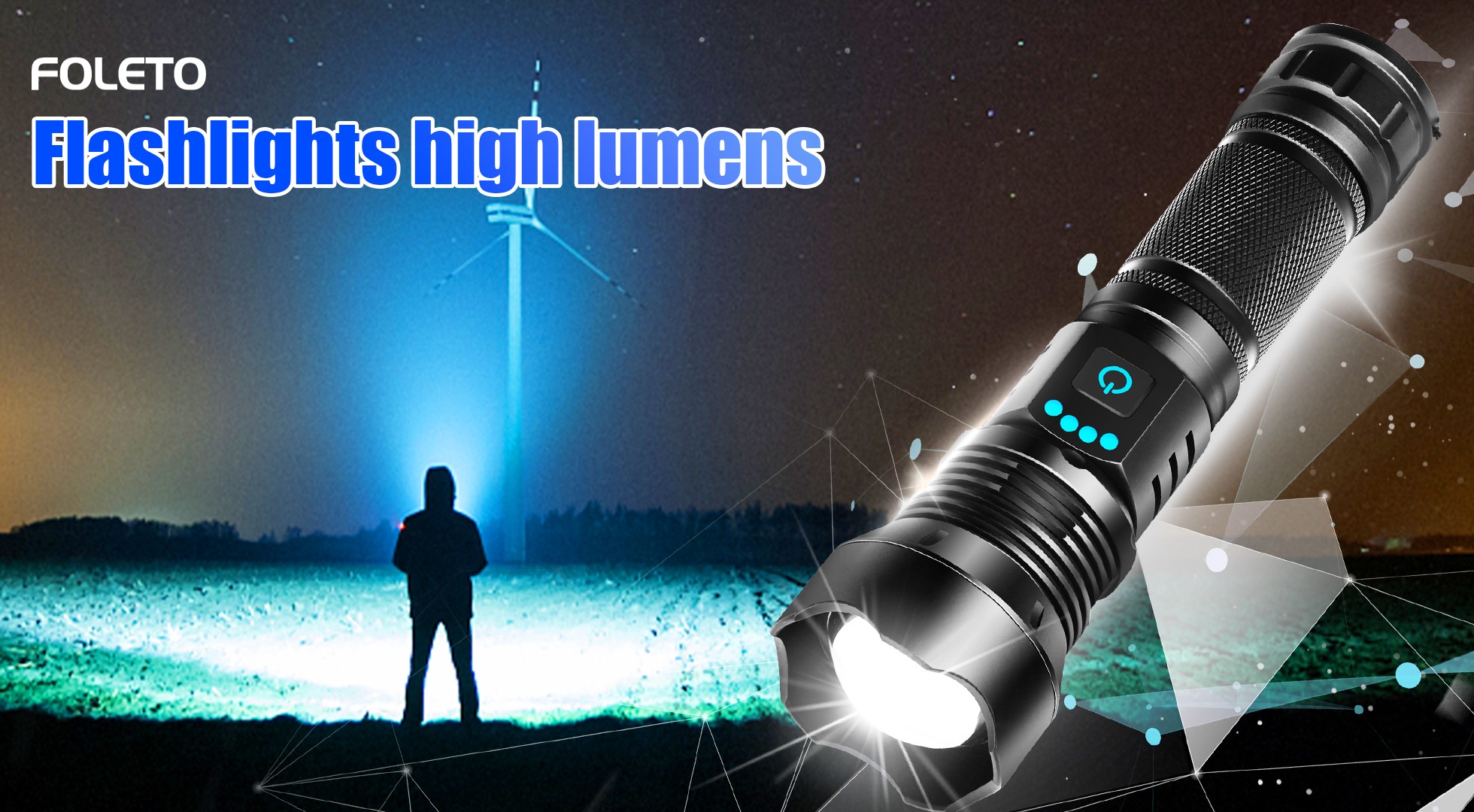 Foleto Rechargeable LED Flashlights High Lumens,Super Bright Flashlight, Powerful Tactical Handheld Flash Light, 5 Modes Zoomable Waterproof Flash Lights for Camping, Emergency
