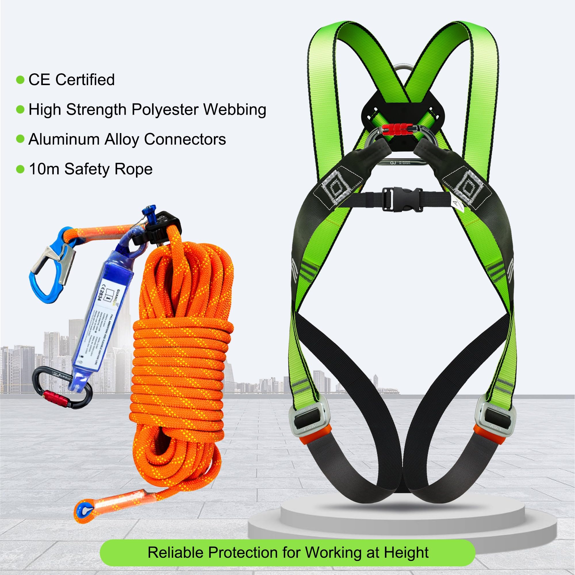 DIJJIG Kit de arnés de seguridad anticaídas, ajustable, utilizado para operaciones de gran altitud, extinción de incendios y rescate, poda de árboles, certificación CE
