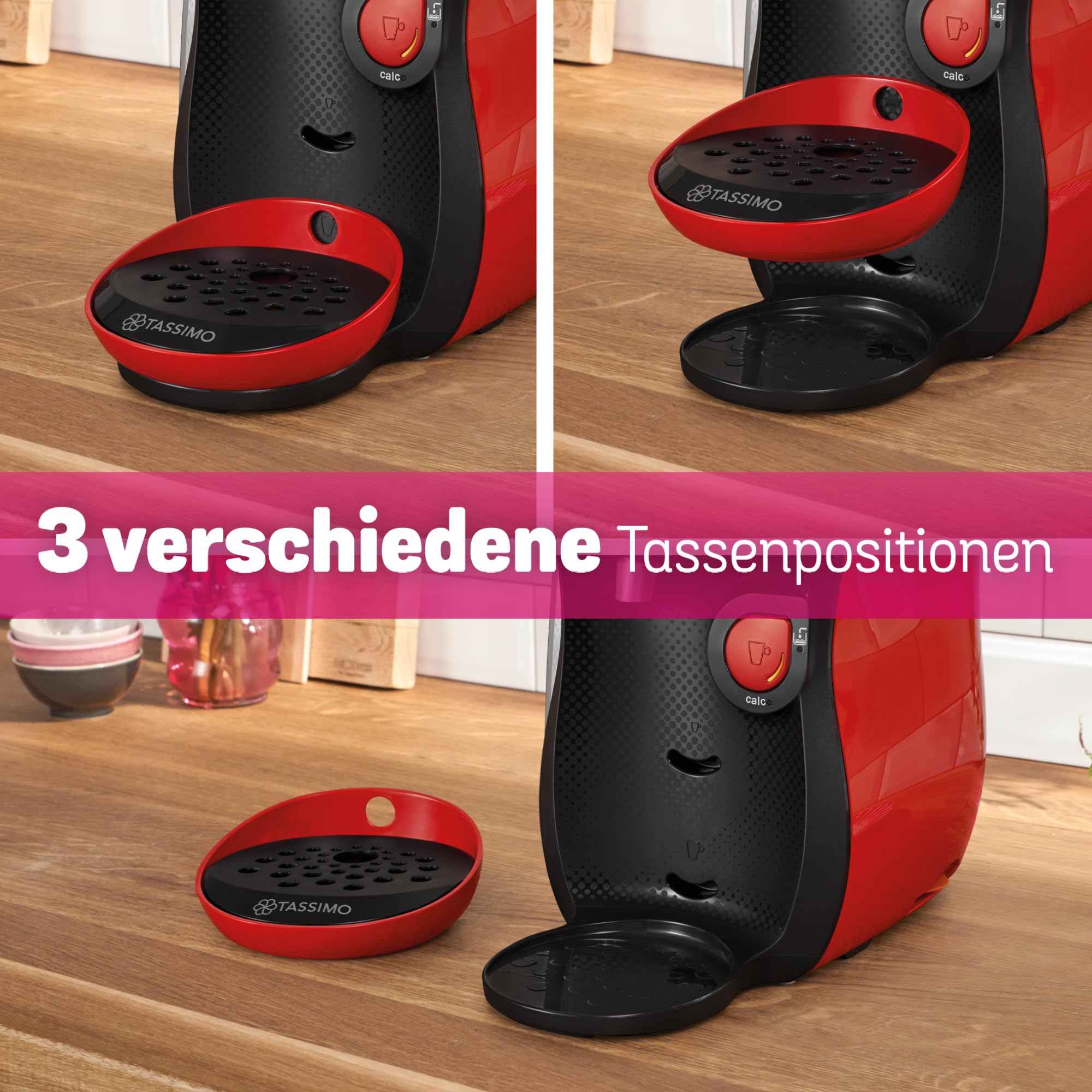 Bosch Tassimo Kapselmaschine TAS103E, 1400 W, über 70 Getränke, rot/schwarz