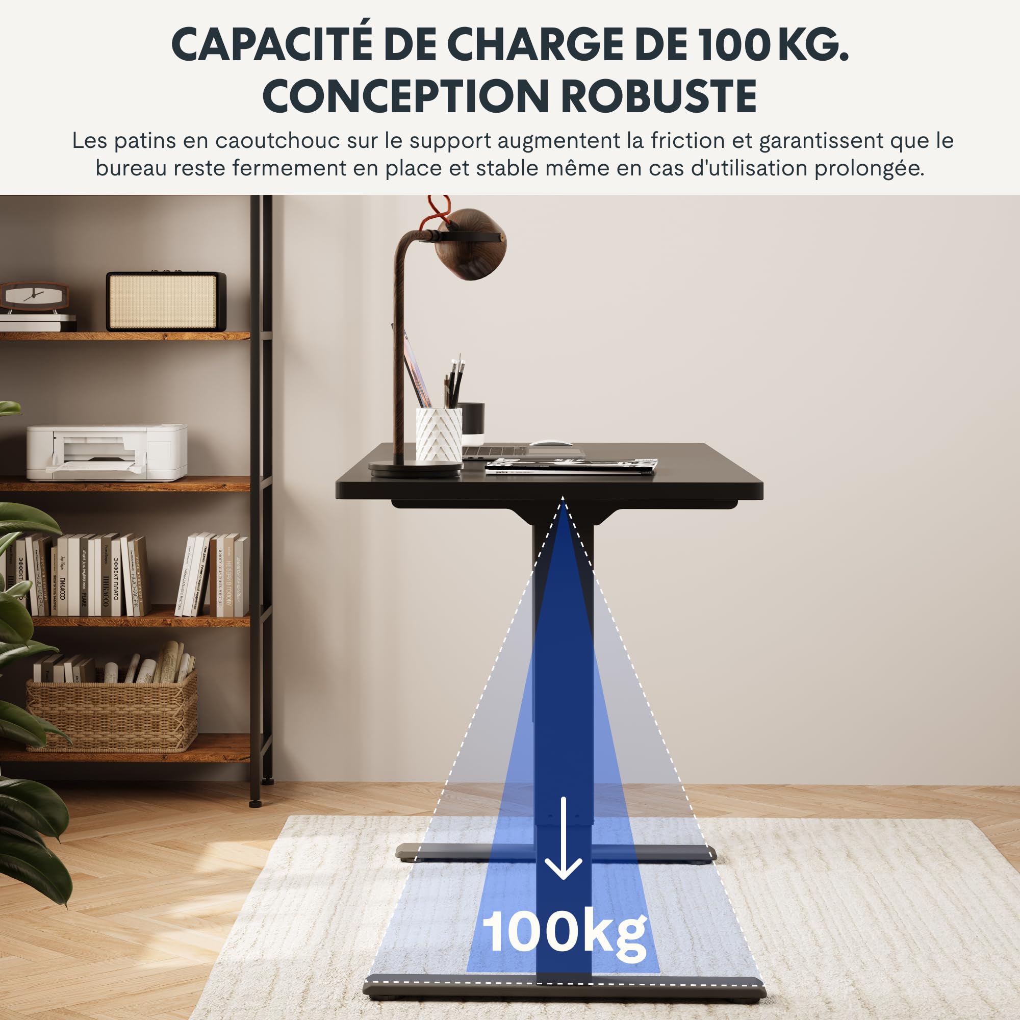 FLEXISPOT Bureau Assis Debout à 2 Moteurs, Cadre de Bureau Réglable en Hauteur en Acier avec Panneau Smart à Fonctions Mémoires et Système Anti-Collision, Charge 100kg, Noir