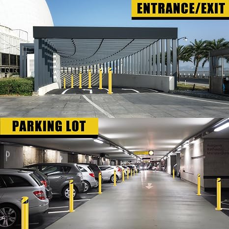 Parking Bollard Post, Bollards Steel, 4.5 Inch Diameter Bollard Covers, Yellow Powder Coated Safety Parking Barrier Post, for Traffic Sensitive Areas (4, 48inch)