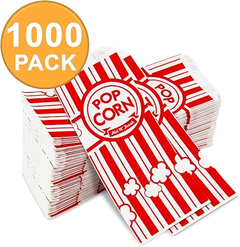 Miniatura 3 de Paquete de 1000 Bolsas de palomitas de maíz de 1 onza  Pequeño recipiente de papel desechable para palomitas de maíz, parte inferior plana a prueba