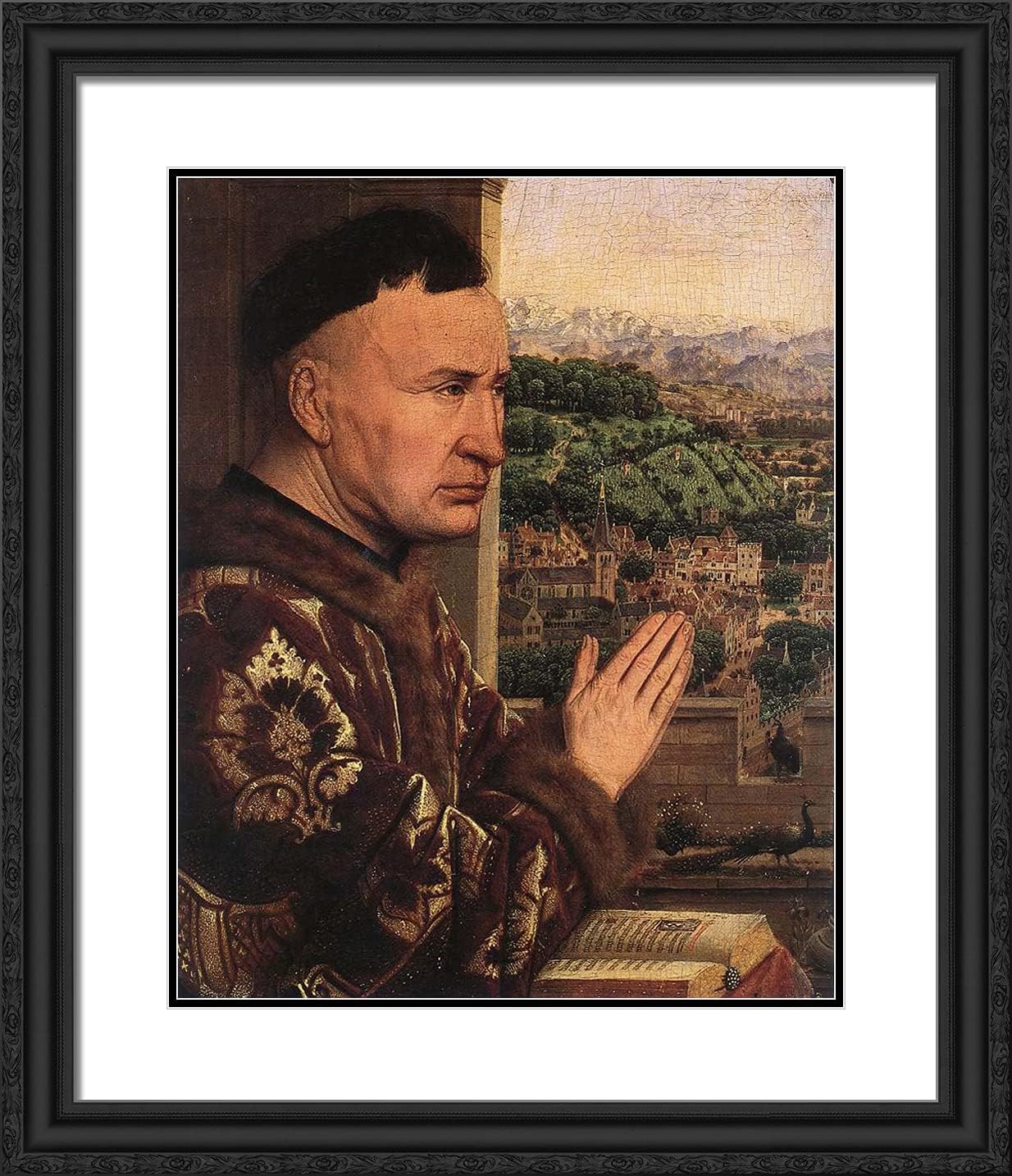 ArtDirect Van Eyck, Jan 20x23 Black Ornate Framed Art Print with Double Matting Titled: The Virgin of the Chancellor Rolin ll