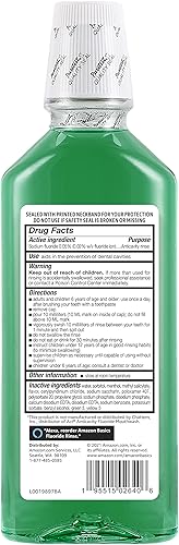 Amazon Basics Alcohol-Free Fluoride Mouthwash, Mint (4-Pack)(18 Ounce (Pack of 4))