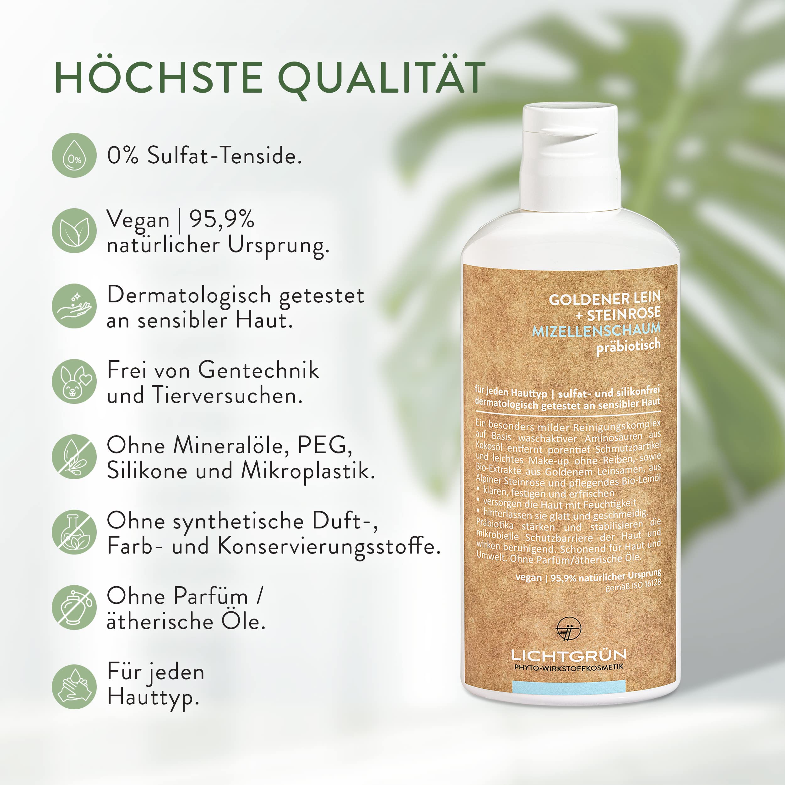 Startset Basics Gesicht, Mizellenschaum und Feuchtigkeitscreme, milde Gesichtsreinigung und Pflege mit Bio-Leinöl, für jeden Hauttyp, auch sensible Haut, vegan, Made in Germany
