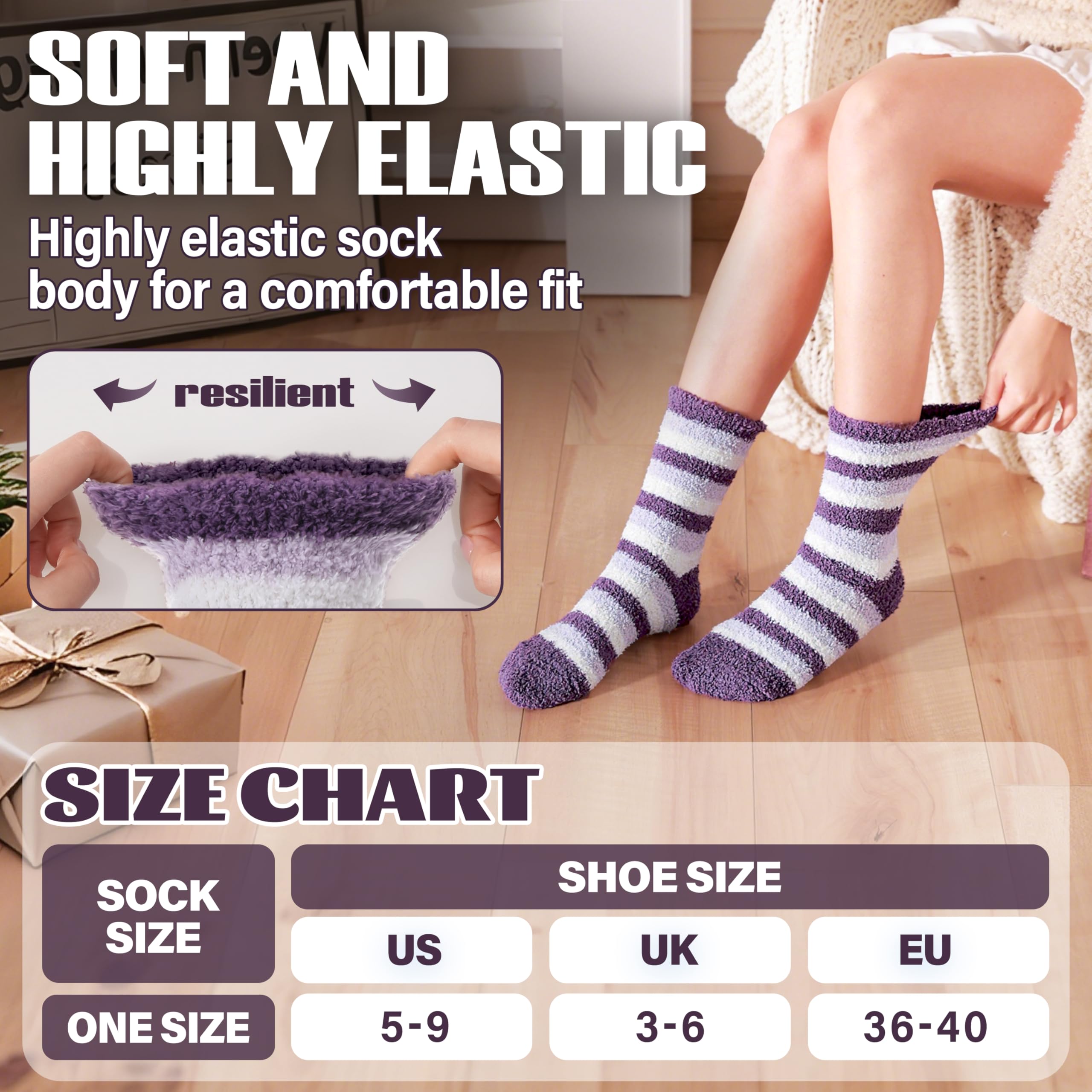 ANTSANG Womens Fuzzy Socks Fluffy Slipper Cozy Cabin Winter Soft Fleece Warm Comfy Thick Christmas Gift Socks