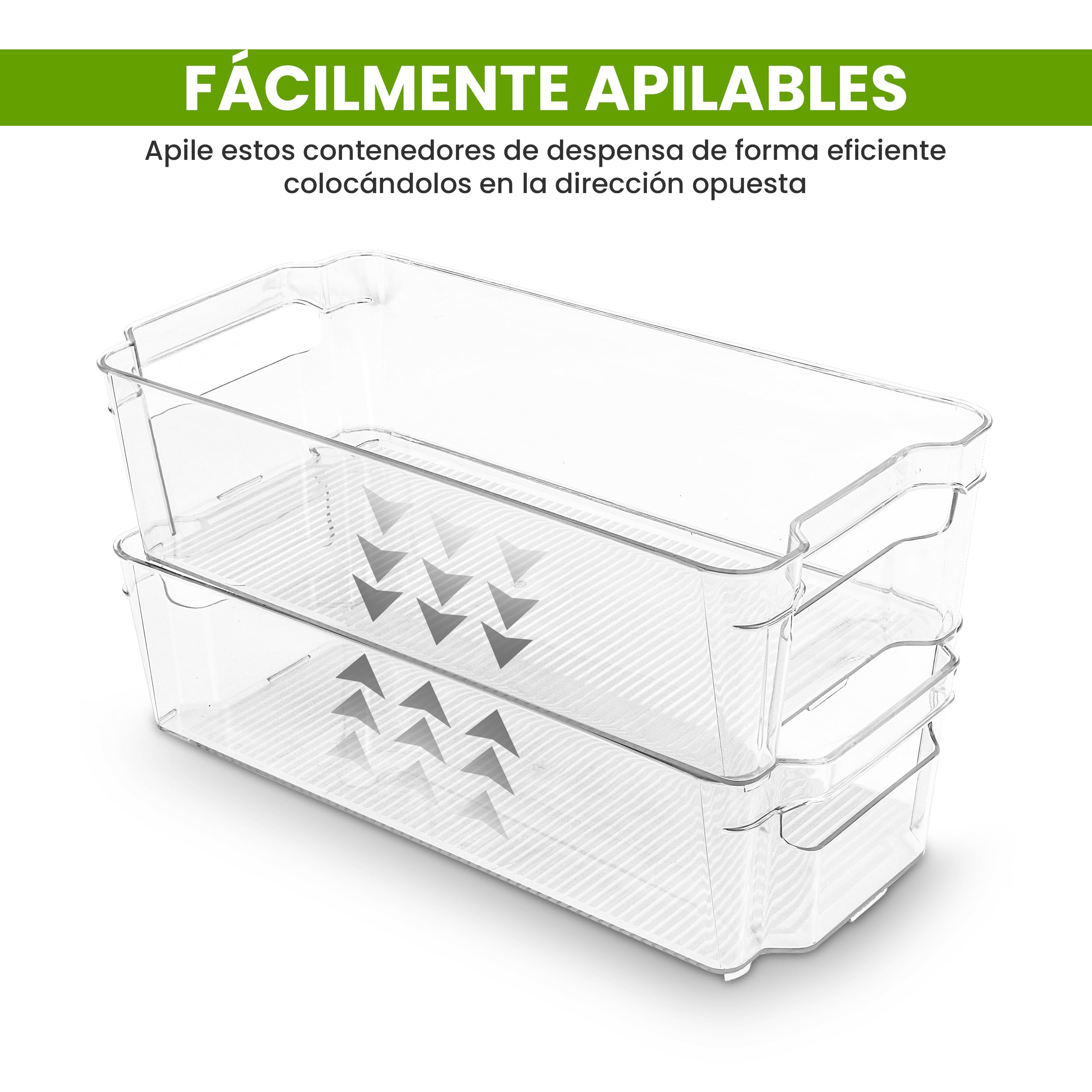 KICHLY Organizadores para la despensa - Juego de 8 -Compartimentos de almacenamiento para la cocina, despensa, armarios, encimeras y refrigerador - sin BPA (Transparente)