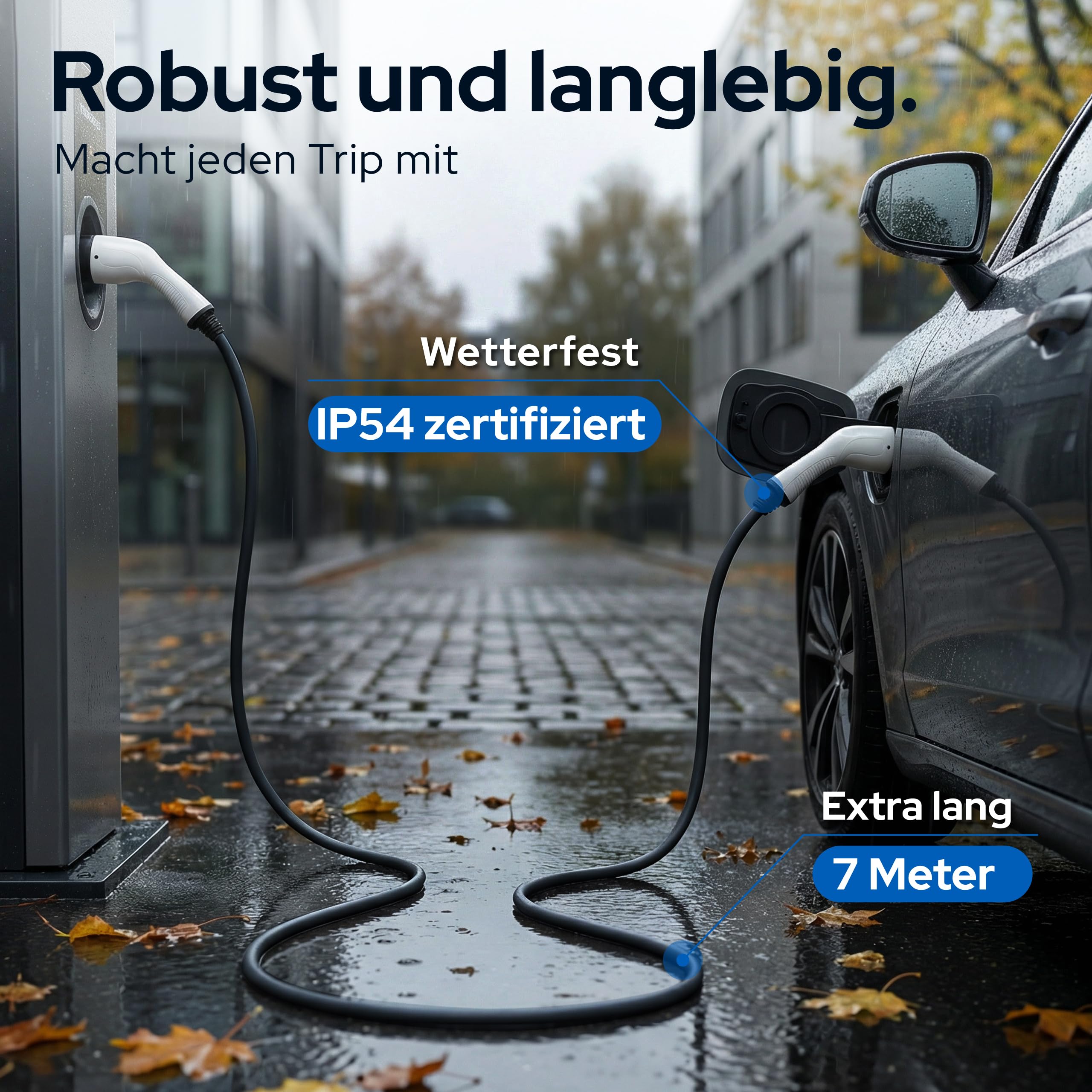 Typ 2 Ladekabel 11kW 7M 16A für Elektroauto & Hybrid inkl. Kabeltasche • Kabel 3 phasig für EV PHEV • geeignet für alle E Autos Modell 3 S X Y, ID3, ID4, ID5