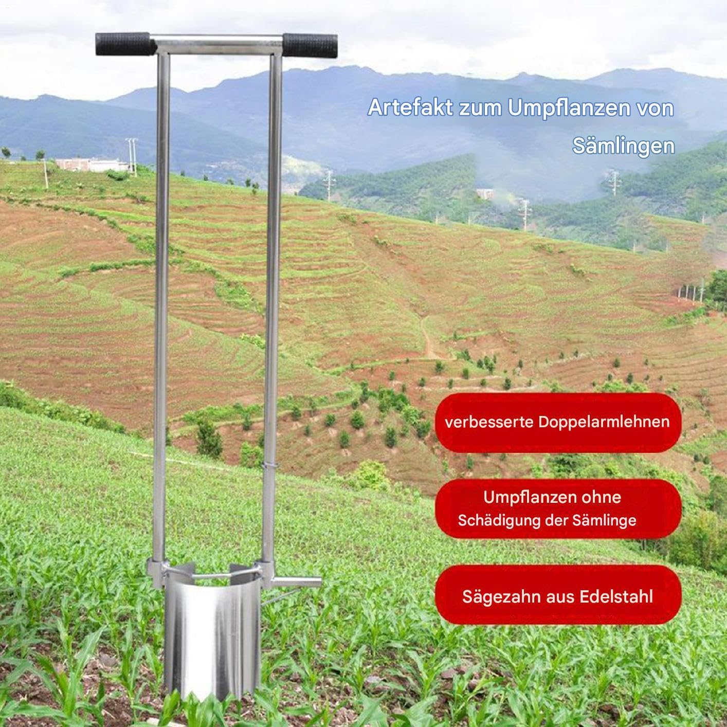 Utensile per piantare bulbi con manico lungo, trapianto da giardinaggio | con diserbante manuale, robusto strumento per piantare con manico lungo, ideale per verdure, fiori, bulbi, cura del giardino