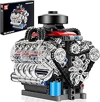 Mould King Mini V8 Running Engine Kit 487 Pcs - Visible Motor Model STEM Toy for Teens Adults 14+