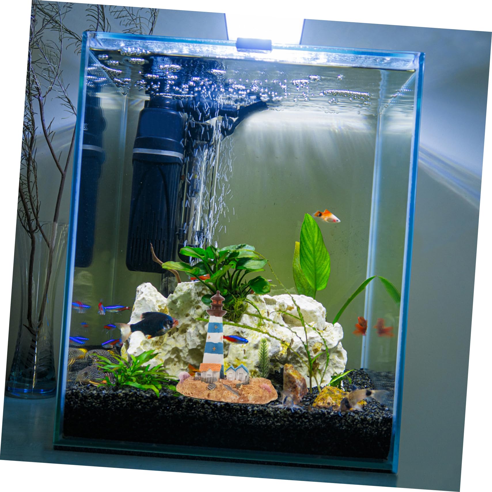 PRETYZOOM 3 Pz Ornamenti per acquari Decorazione marina Ornamento da scrivania del faro grotta delle decorazioni dell'acquario ornamento del faro micro paesaggio faro resina