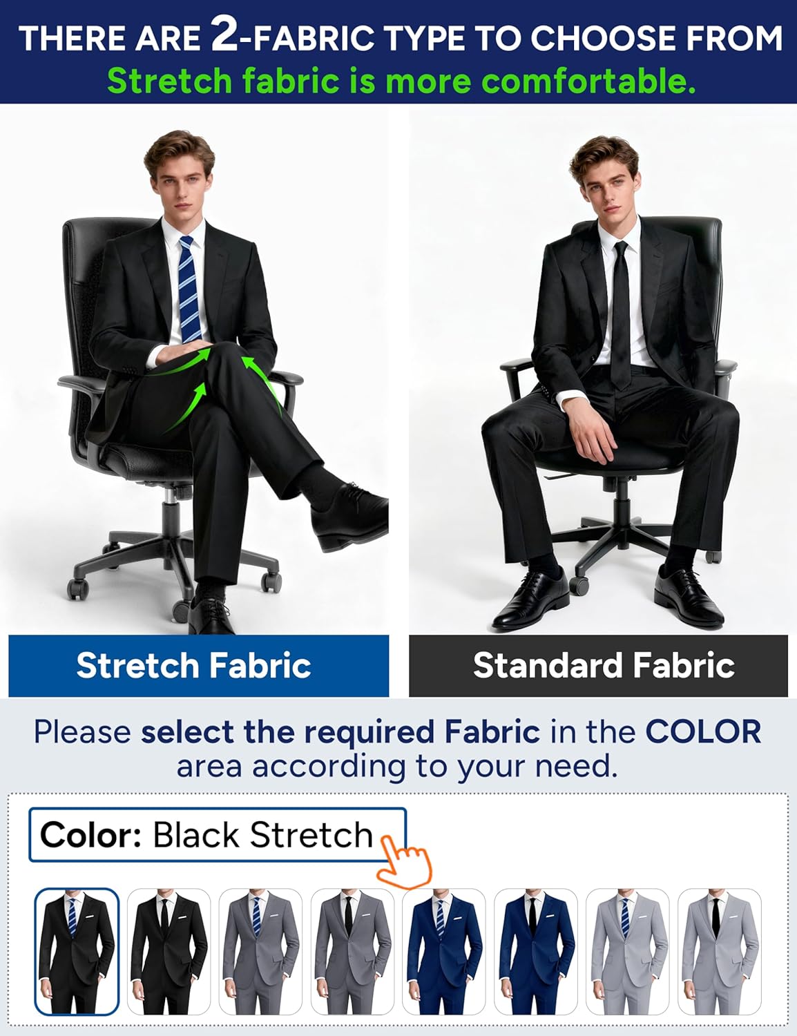 Men's Suit 2-Piece Slim Fit,Two-Button Blazer and Adjustable Waist Pants - Image 3