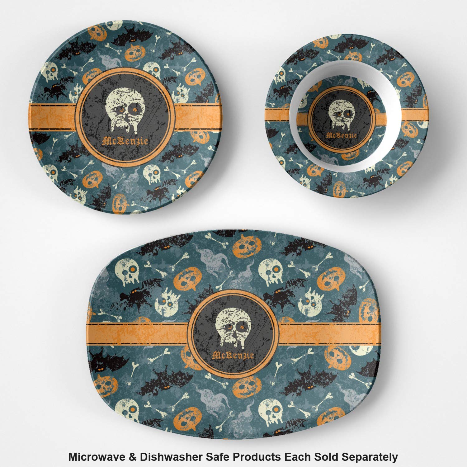 Personalized Vintage/Grunge Halloween Plastic Bowl - Microwave Safe - Composite Polymer