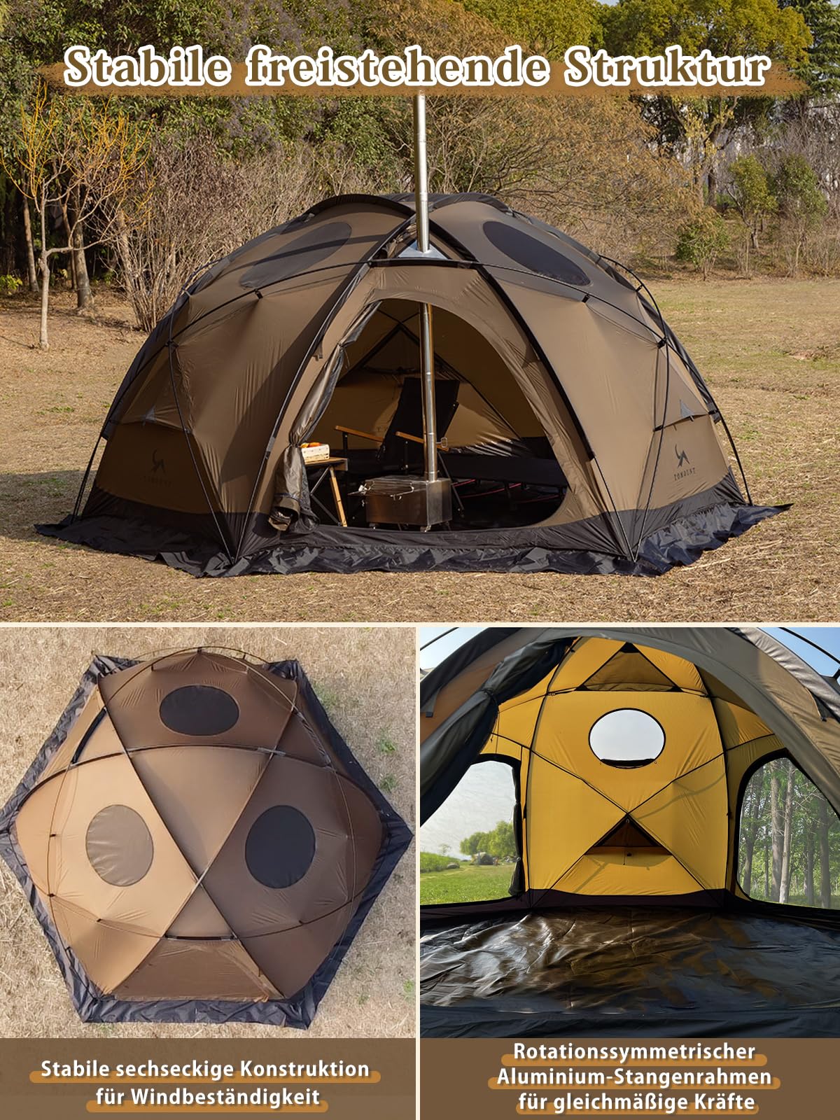 TOMOUNT Dome Tent Nylon 4 Person Waterproof Camping Tent Family