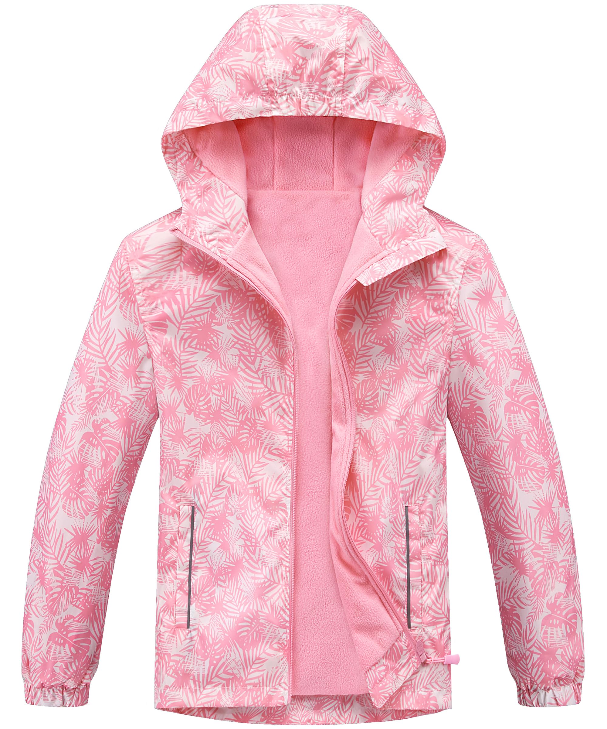 M2C Boys Girls Rain Jacket Lightweight Hooded Fleece Lined Raincoat