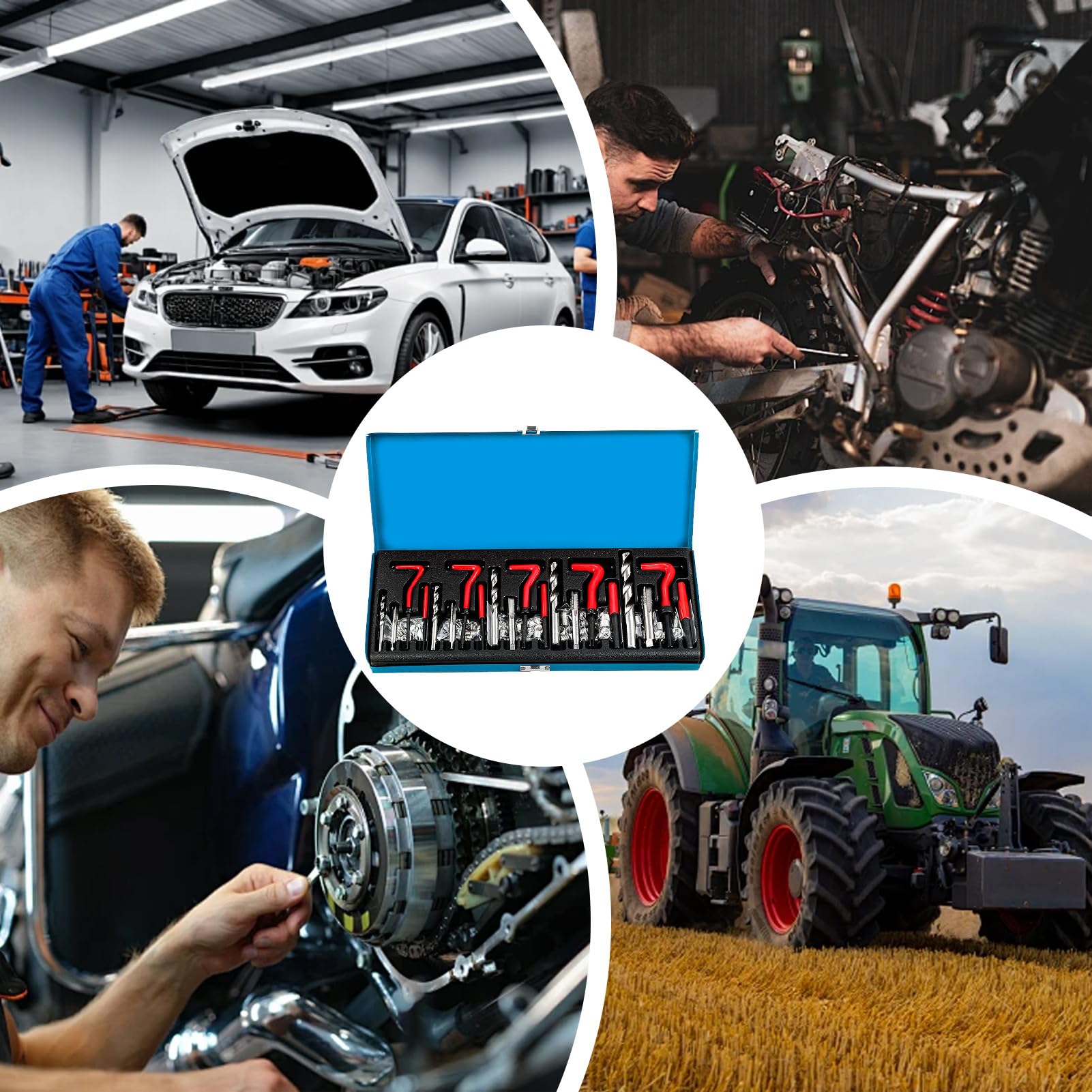 Attrezzi per Motori Dispositivi per cilindri filettati | con Kit Riparazione Cilindro con Inserti a , Punta da Trapano e Attrezzo di Montaggio per veicoli come camion, trattori,