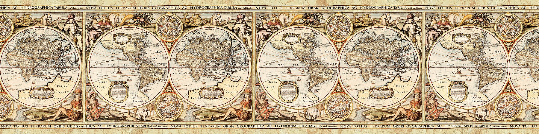 Frise murale carte du monde antique Brewster Parkview Designs 259B39975